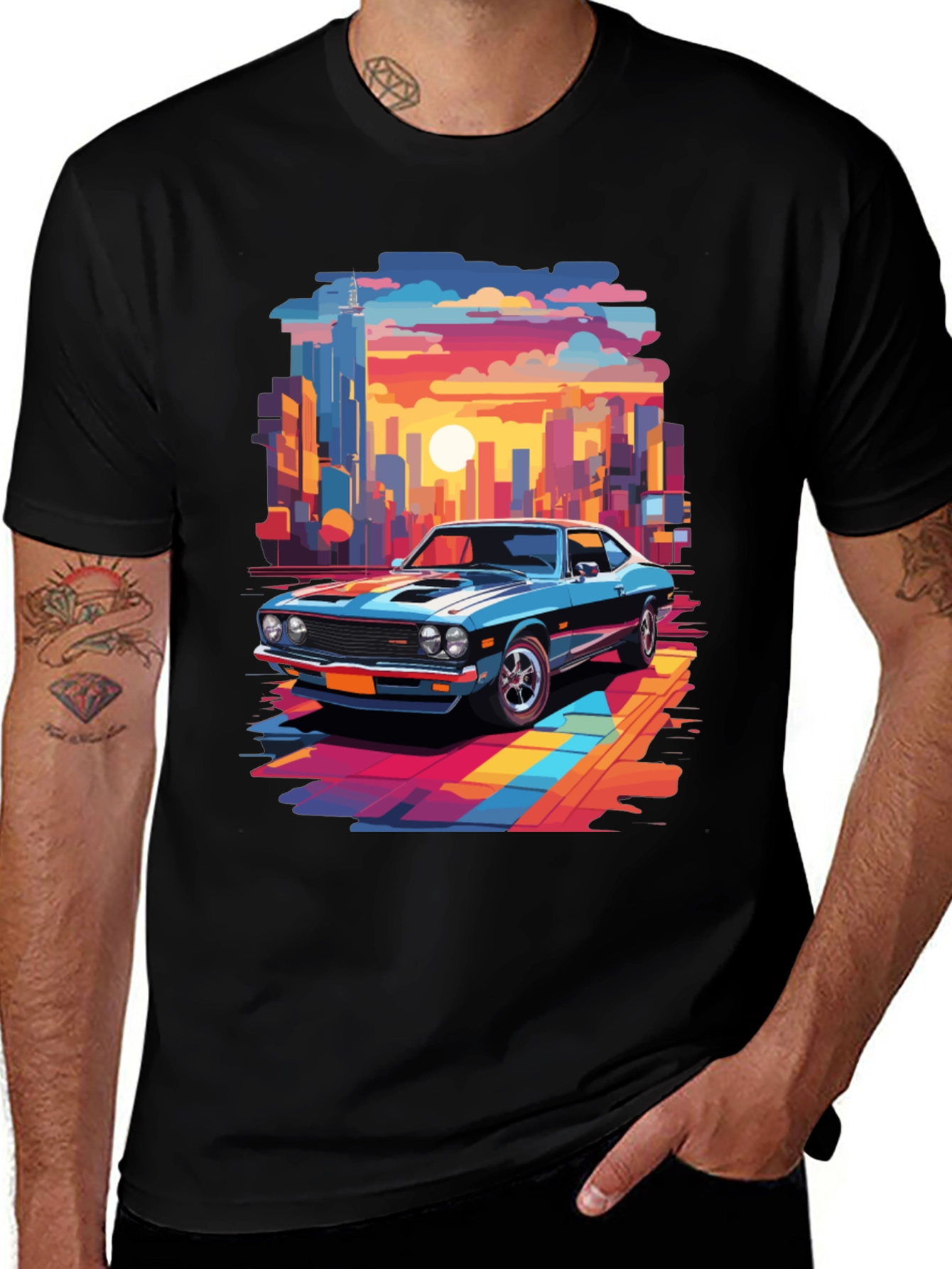 Variant 22 of Retro Car T-Shirt - Cityscape Graphic Tee