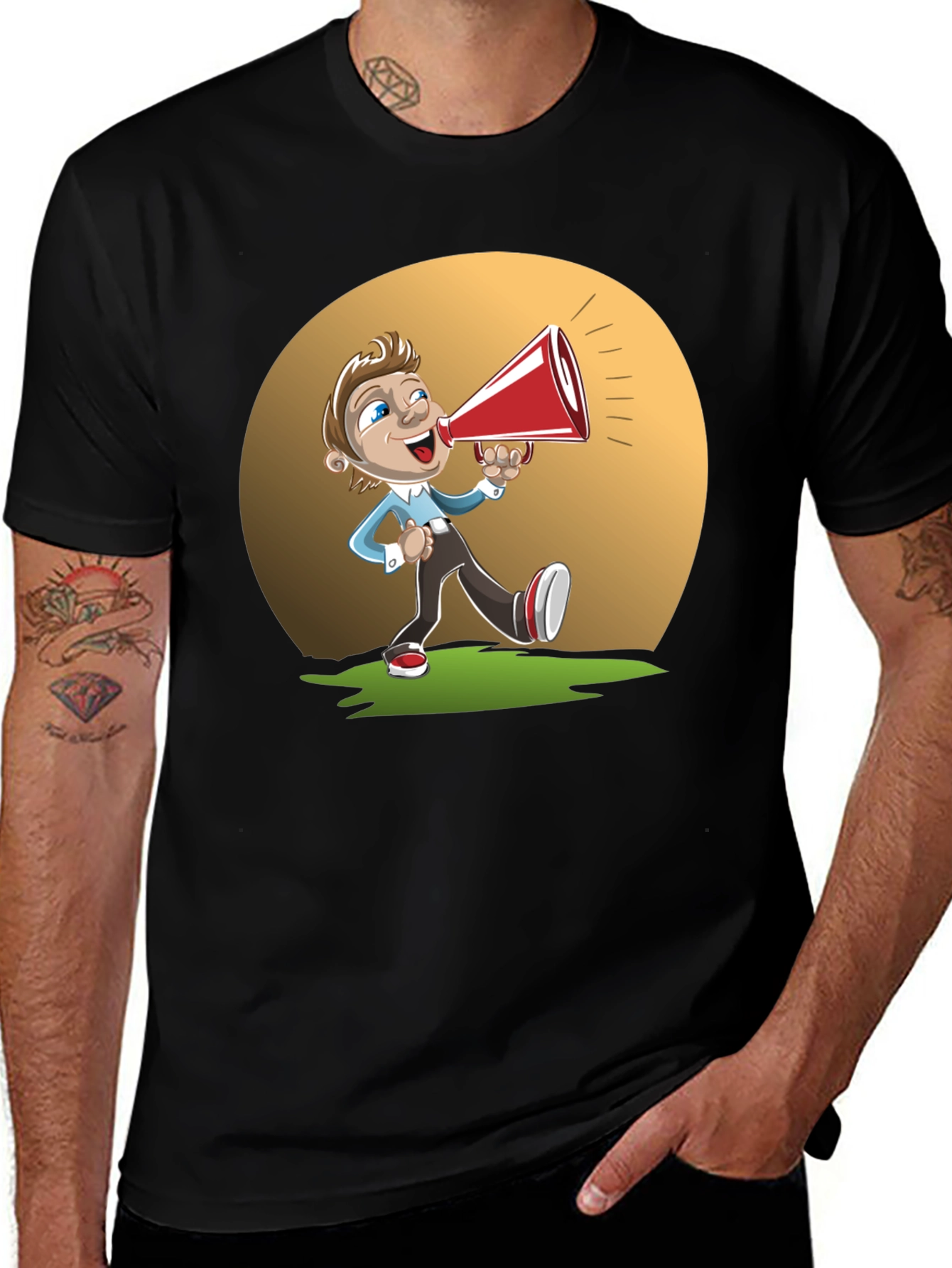 Variant 15 of Cartoon Man with Megaphone Graphic T-Shirt