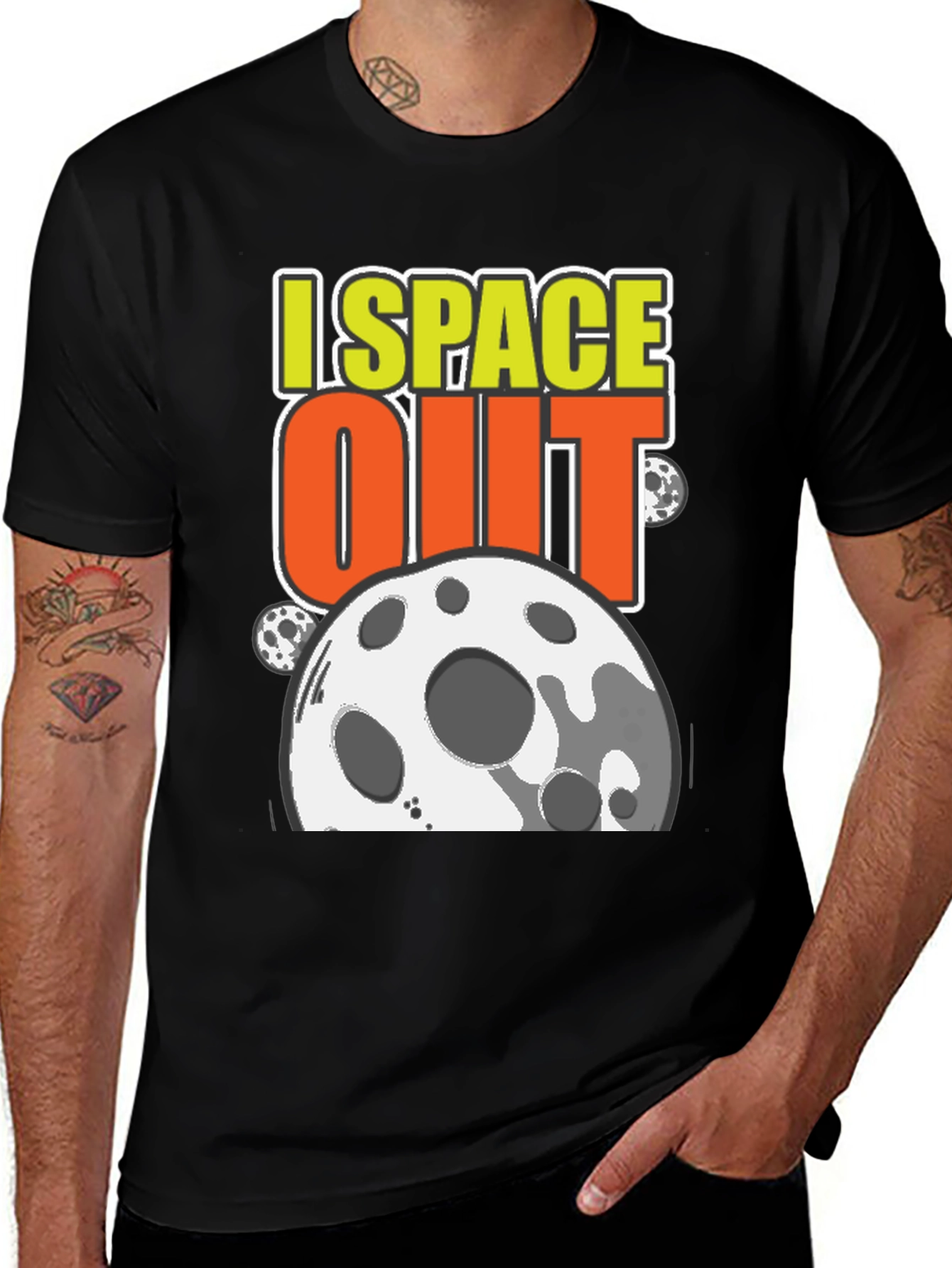 Variant 4 of I Space Out T-Shirt - Black Cotton Blend