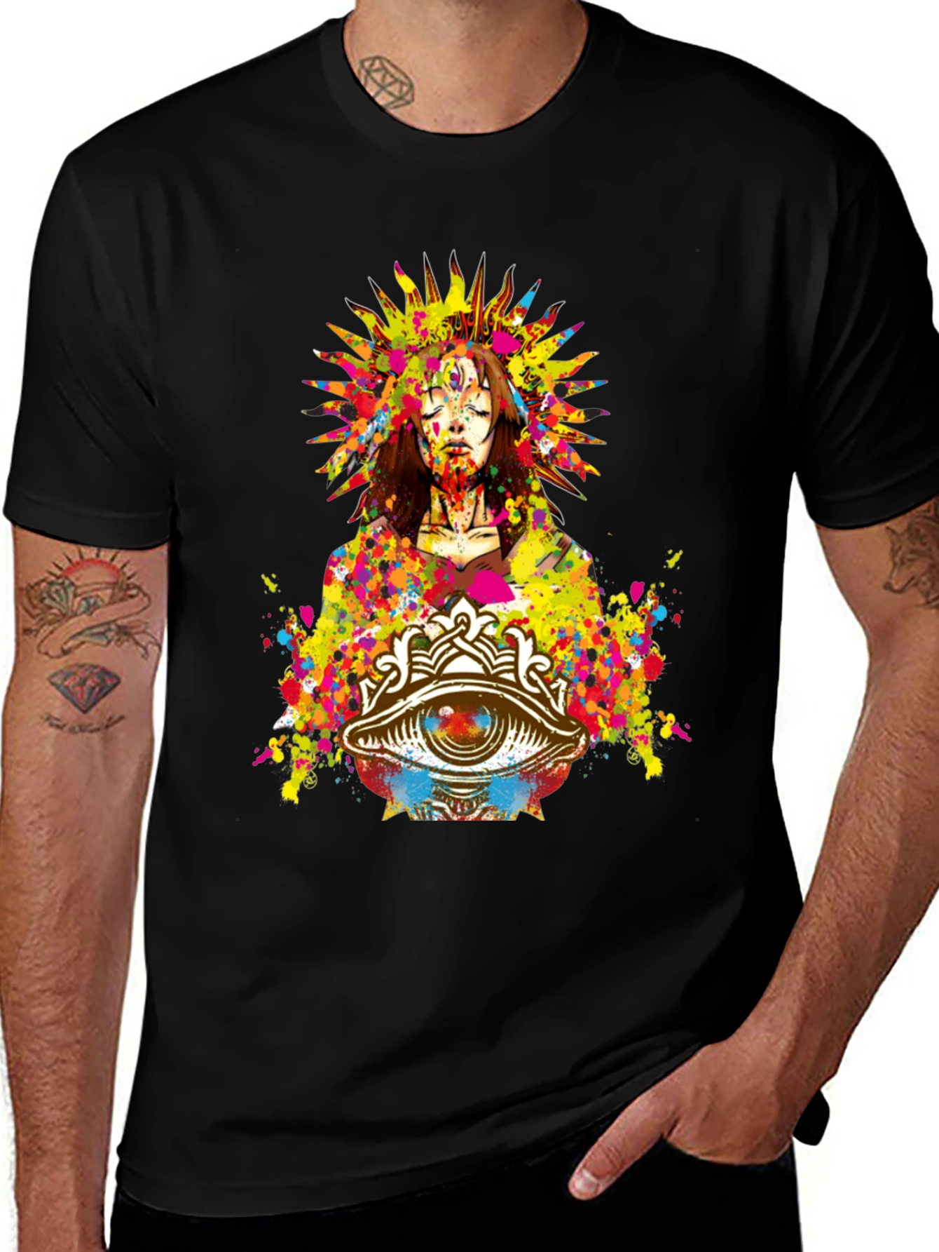 Variant 17 of Mystic Eye Graphic Print Black T-Shirt
