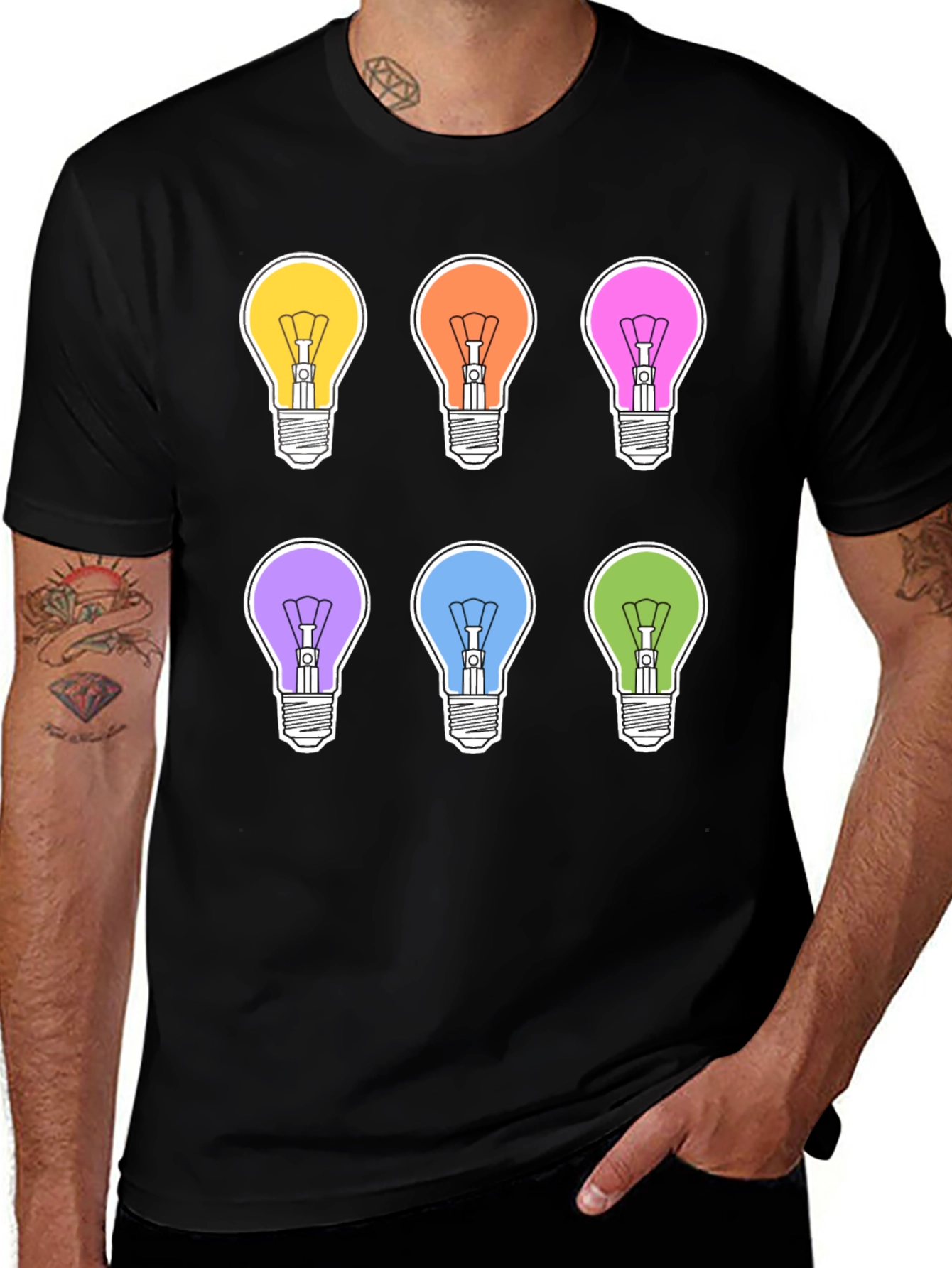 Variant 24 of Colorful Light Bulbs Graphic T-Shirt