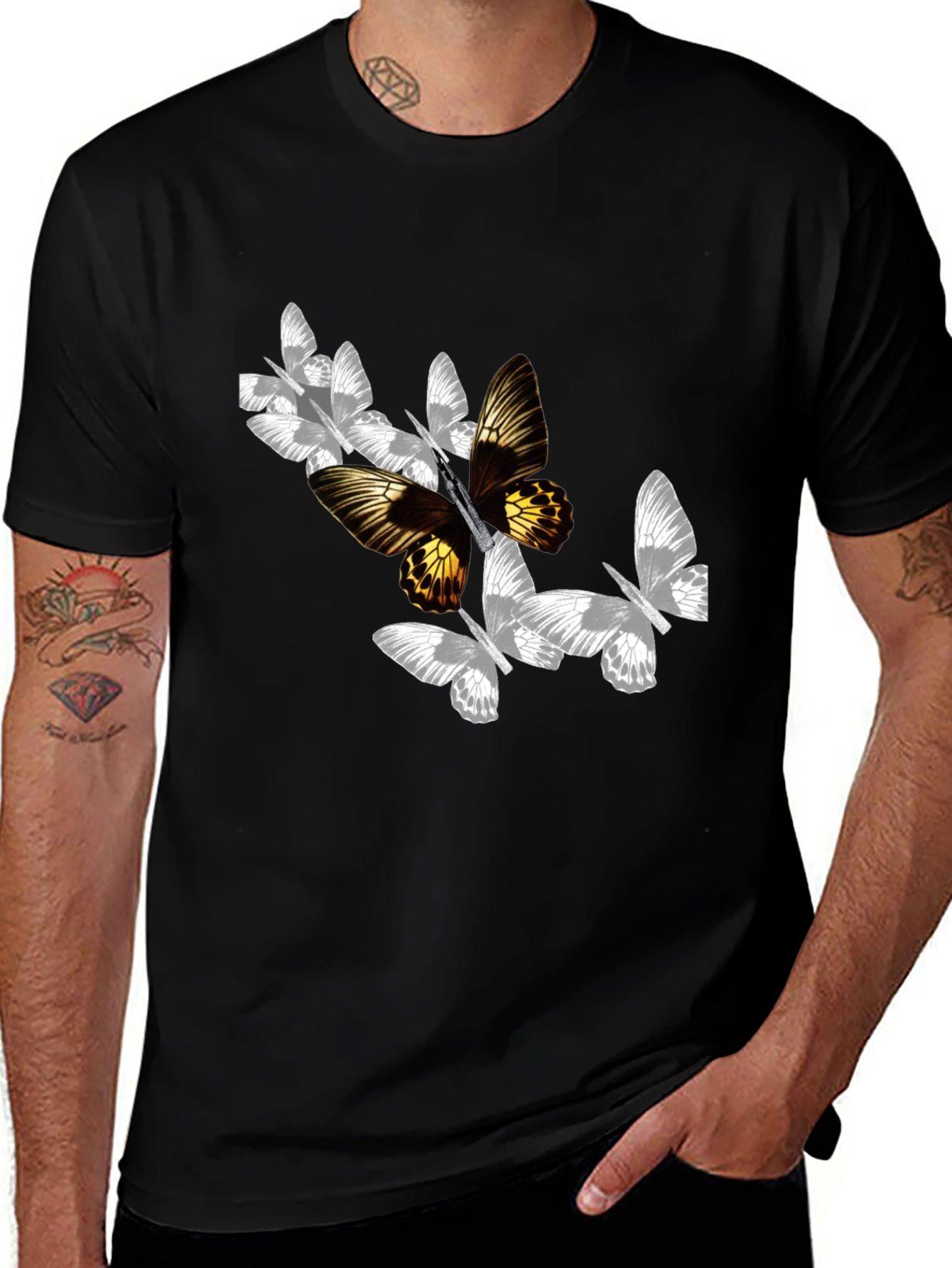 Variant 12 of Butterfly Graphic Black T-Shirt
