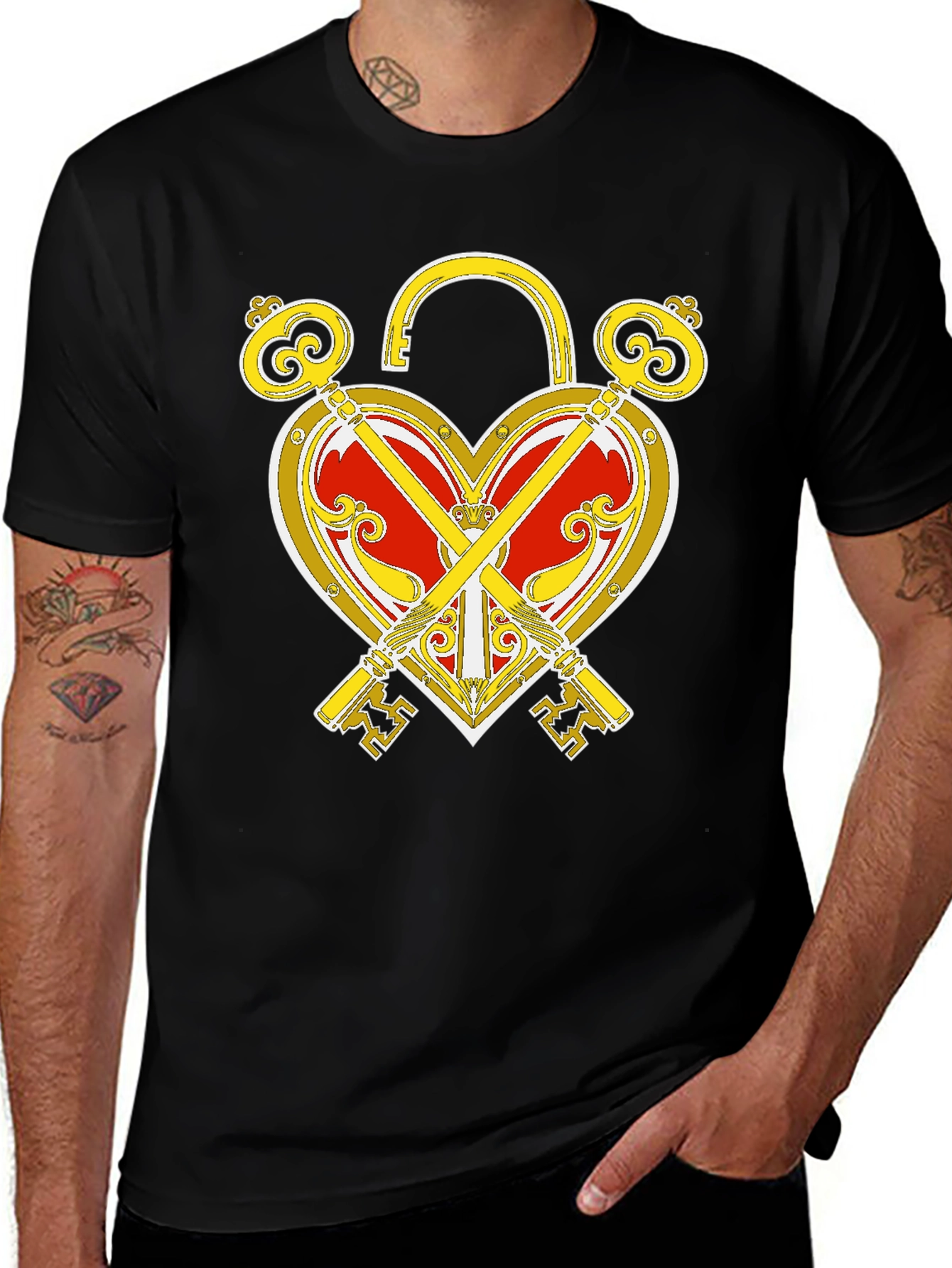 Variant 29 of Heart Lock and Keys Graphic T-Shirt