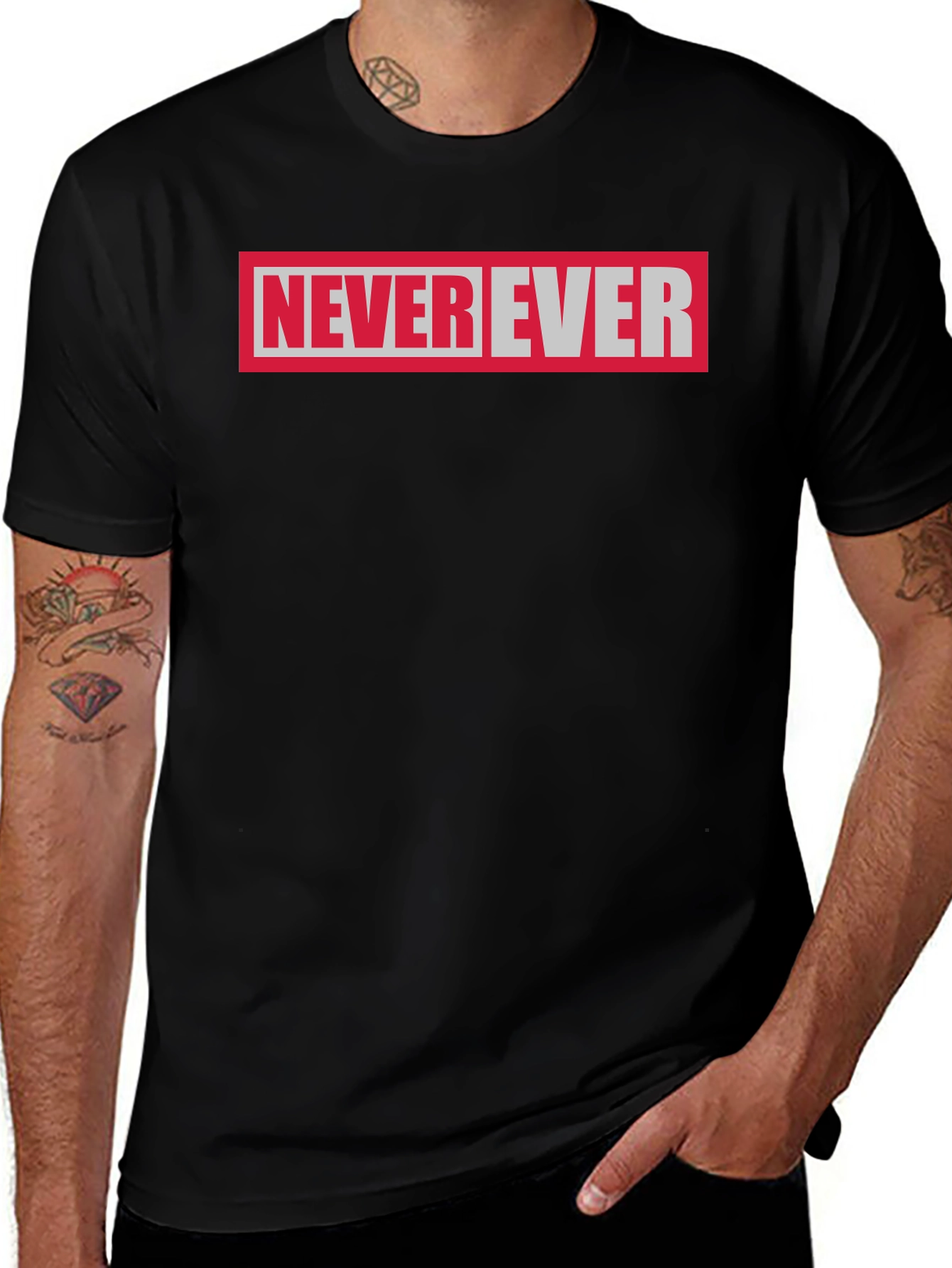 Variant 26 of Never Ever Graphic Tee - Black Cotton T-Shirt