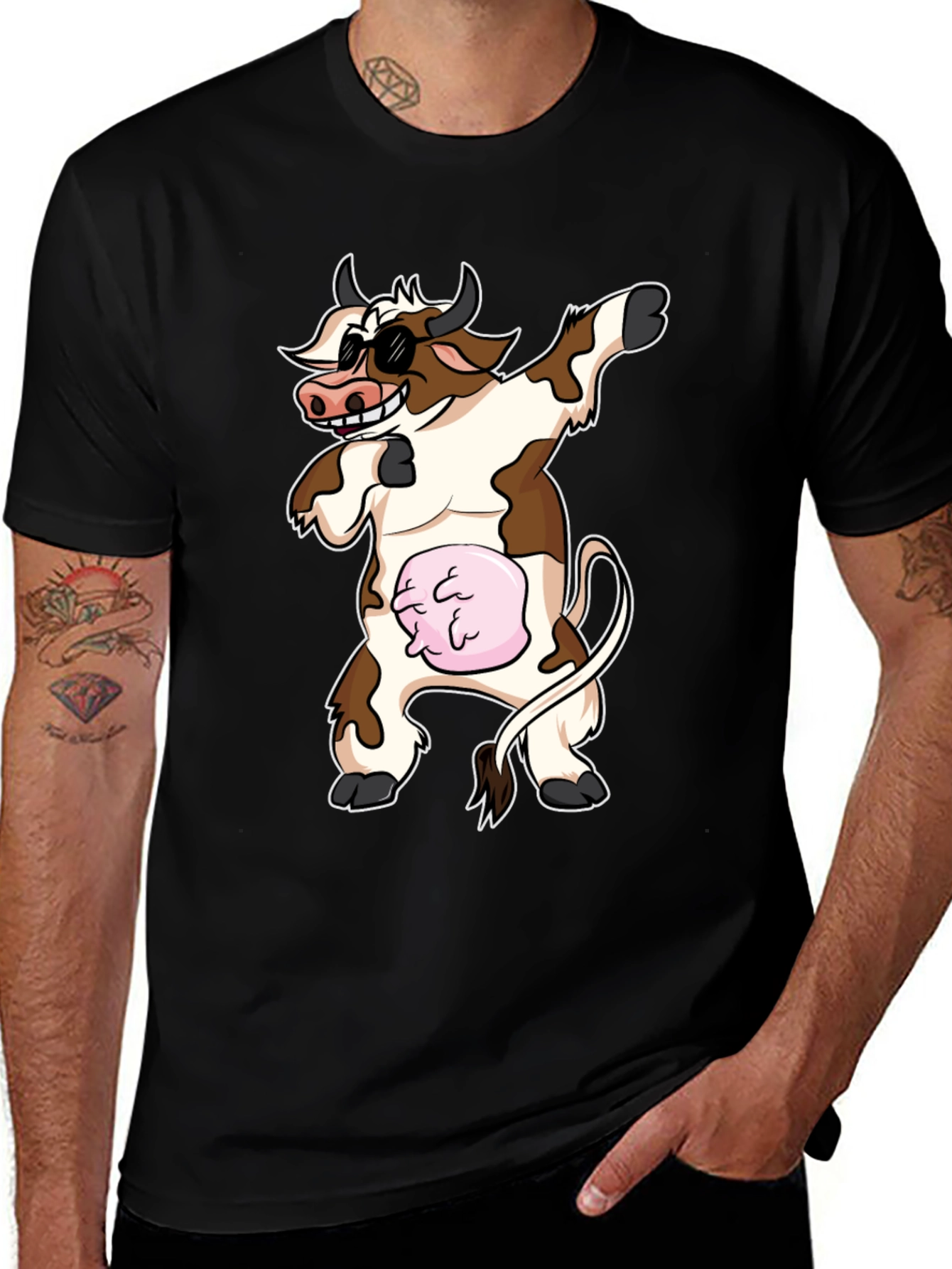 Variant 9 of Dabbing Cow Graphic Tee - Funny Cartoon Style