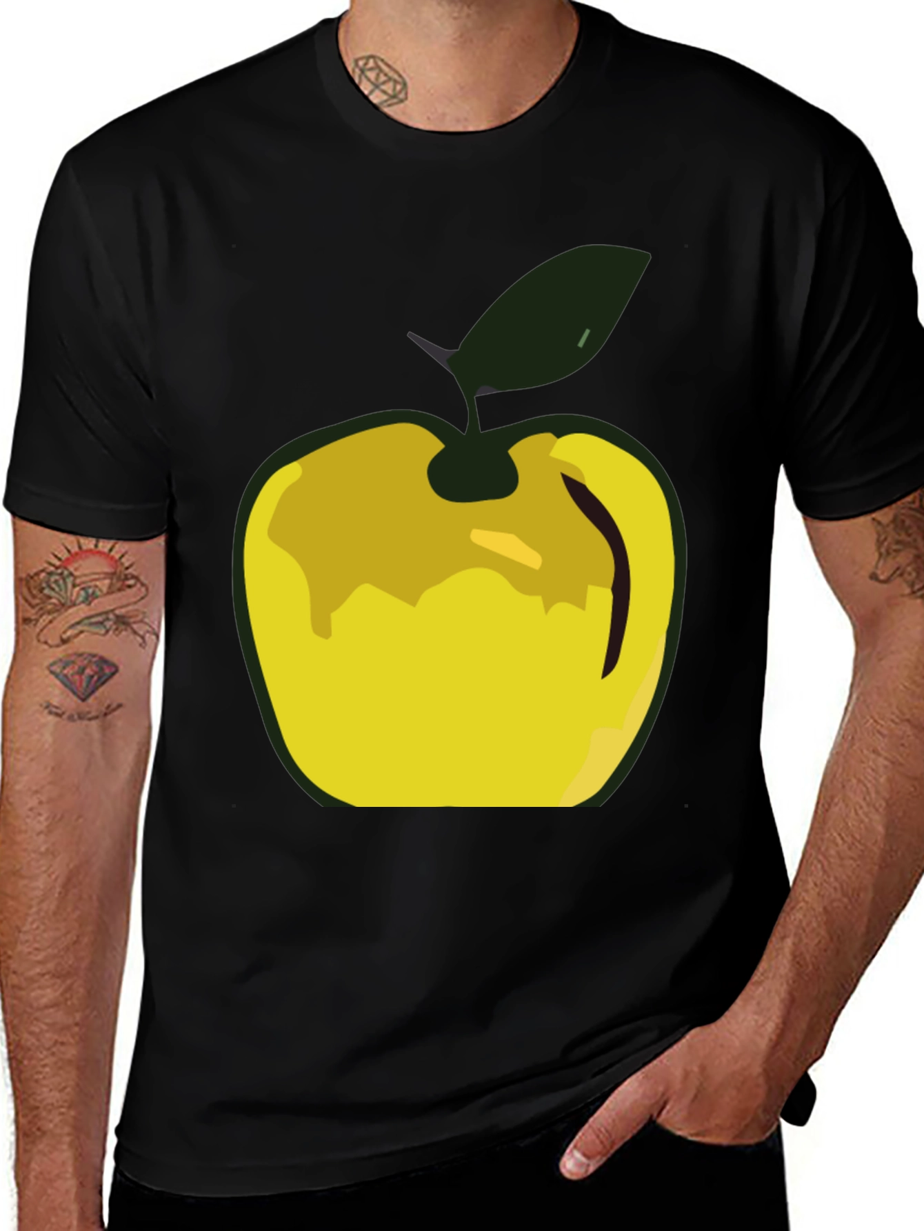 Variant 23 of Apple Graphic Tee - Modern Men's Black T-Shirt