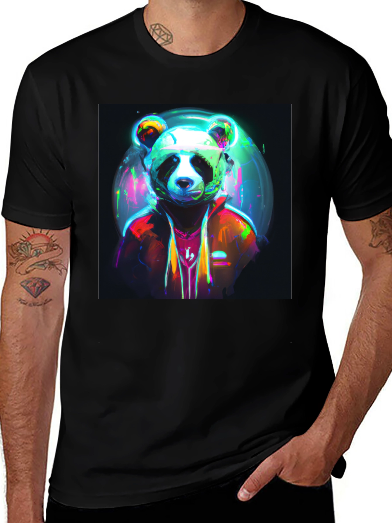 Variant 12 of Cool Panda Graphic T-Shirt - Unique Neon Design