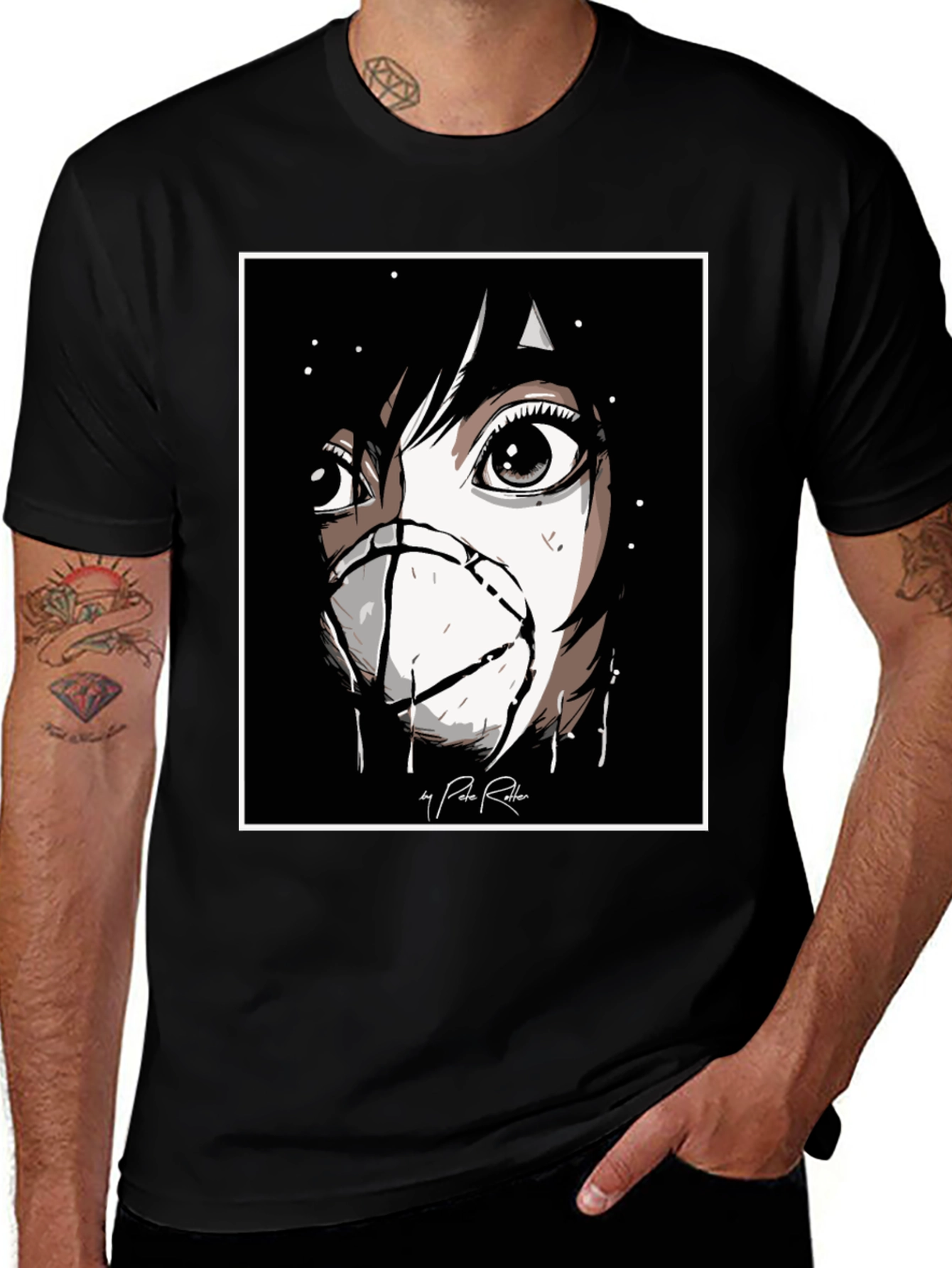 Variant 20 of Anime Mask Graphic Black T-Shirt