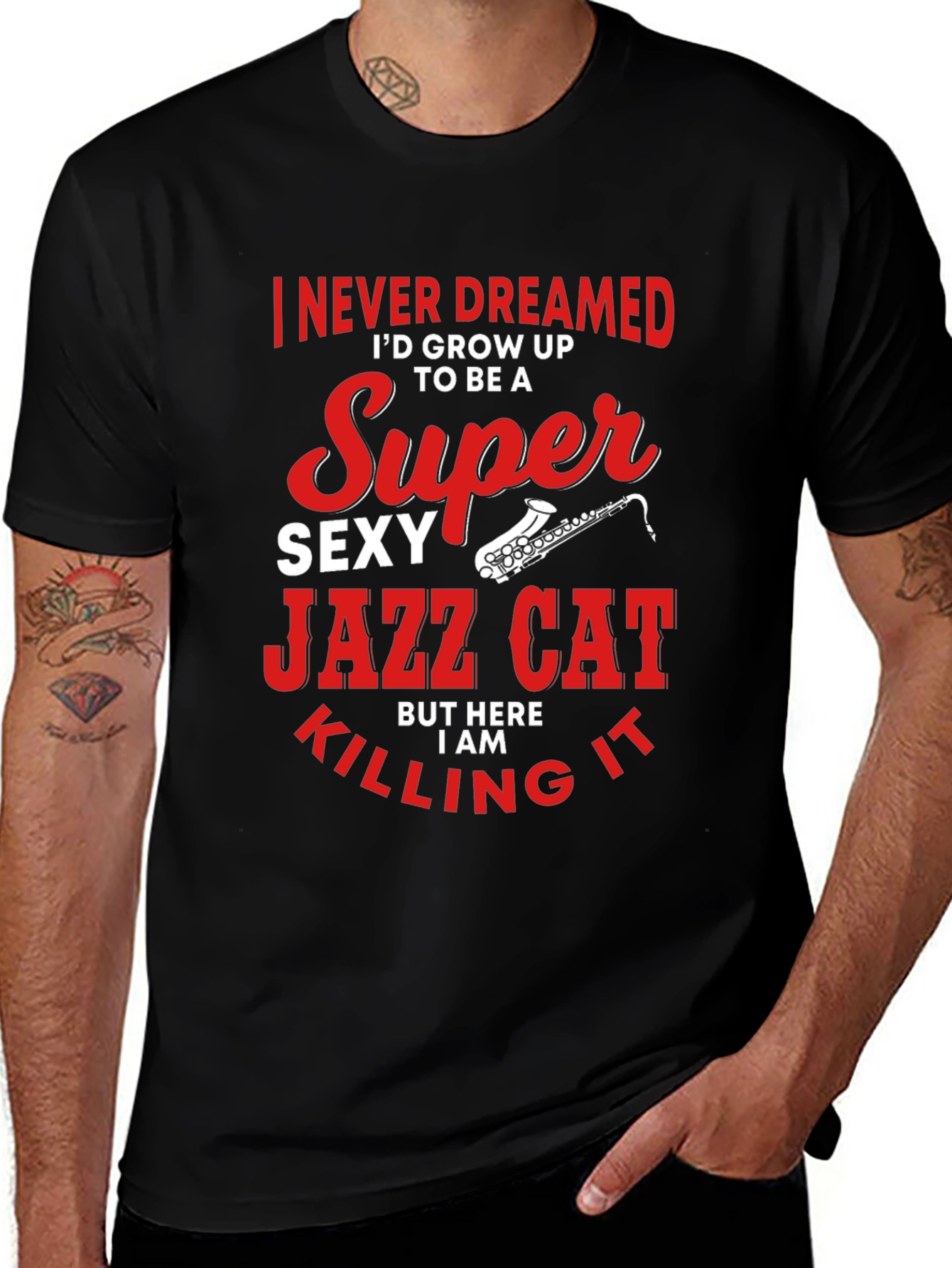 Variant 5 of Super Sexy Jazz Cat T-Shirt - Unique Design