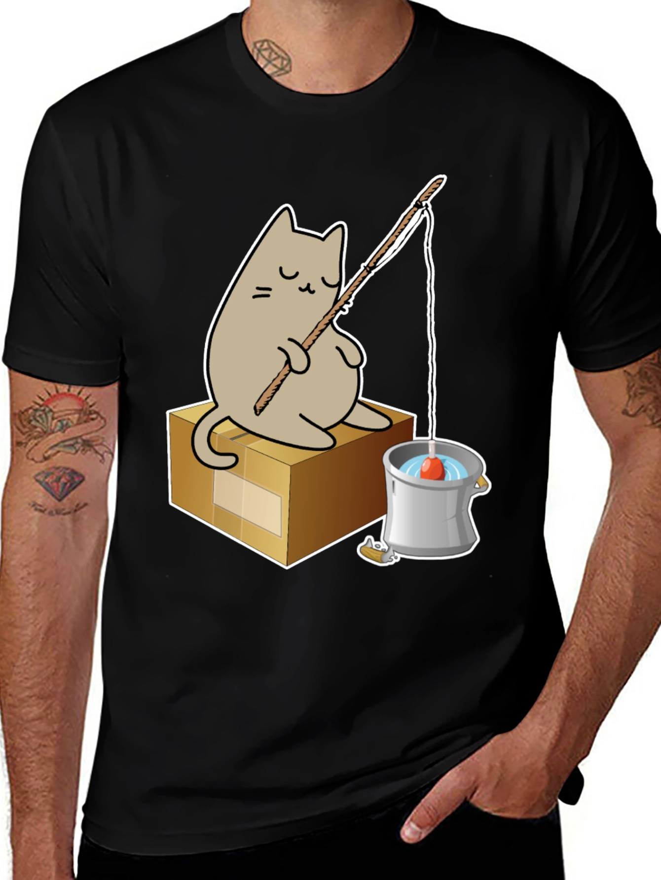 Variant 23 of Cat Fishing T-Shirt - Cute Graphic Tee