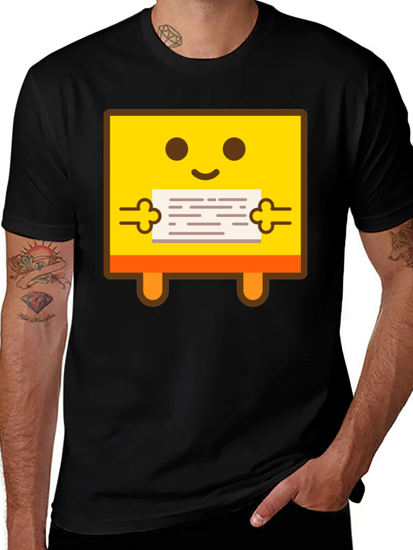 Variant 10 of Smiley Face Holding Sign Graphic Tee - Black