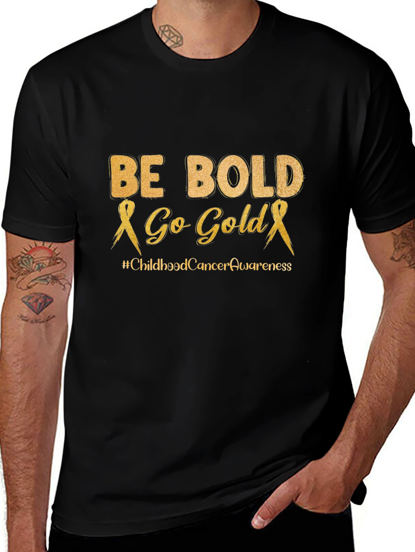 Variant 21 of Be Bold Go Gold Childhood Cancer Awareness T-Shirt