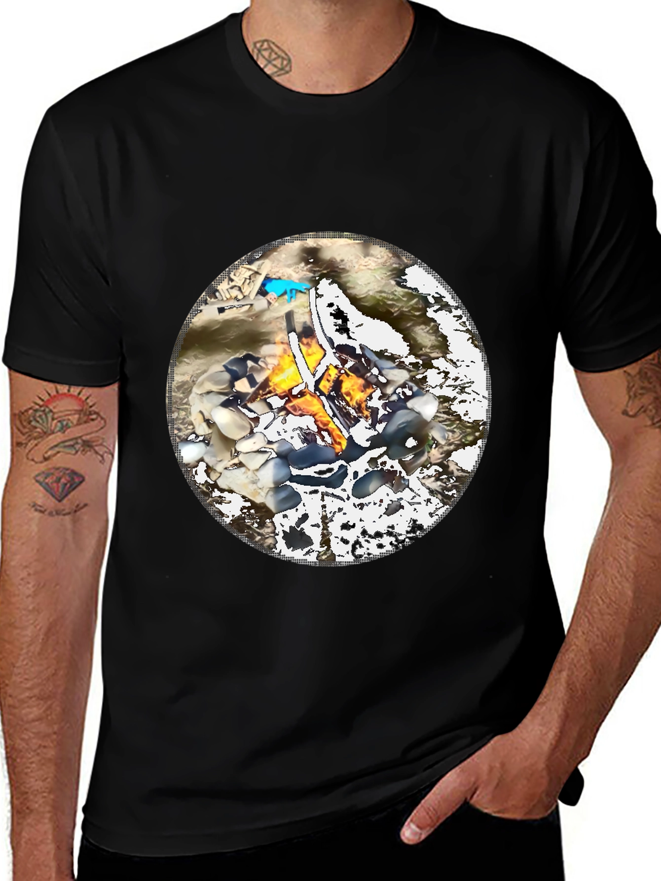 Nature Campfire Graphic Tee - Black