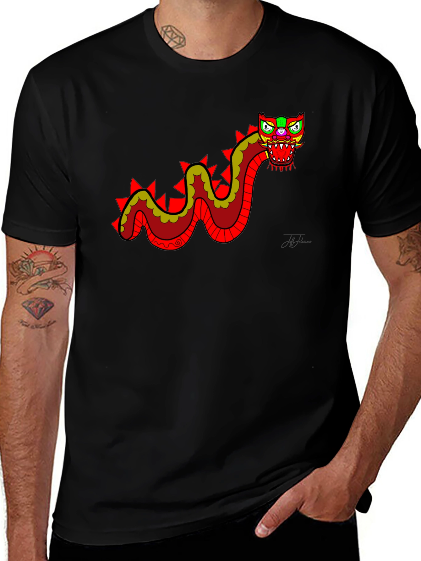 Variant 20 of Dragon Graphic Tee - Funky Men's Black T-Shirt