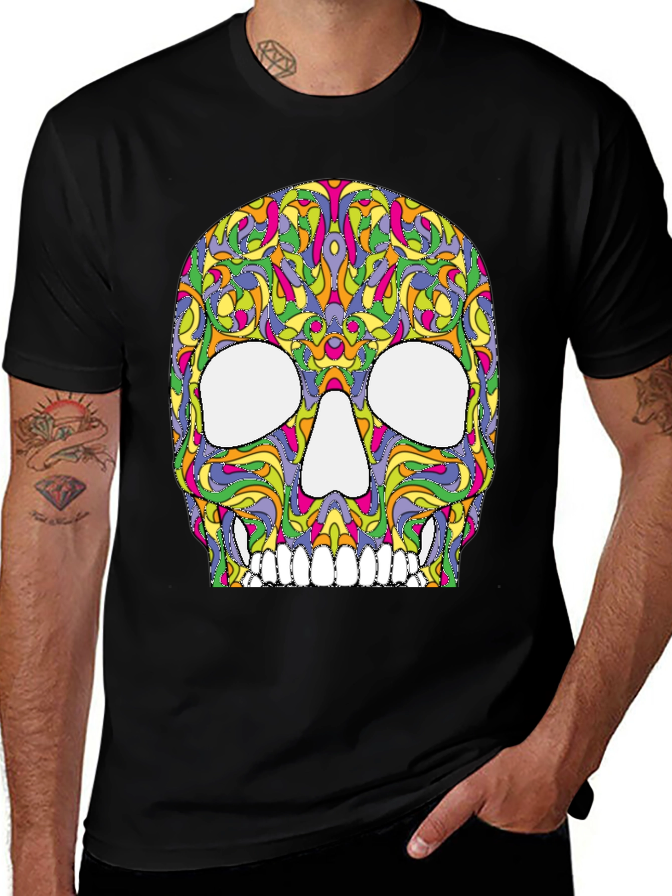 Variant 12 of Colorful Sugar Skull Graphic Tee