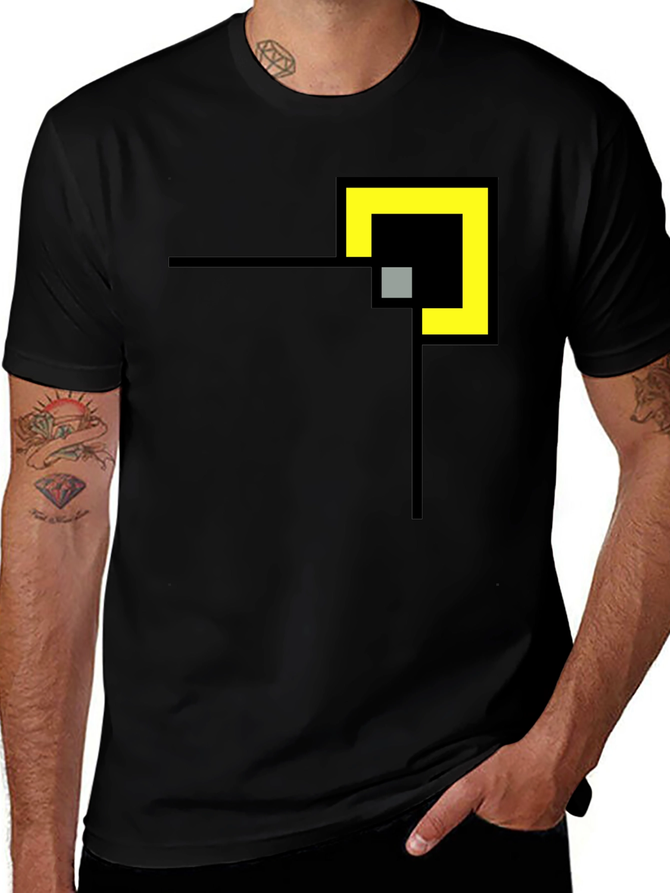 Variant 15 of Abstract Geometric Design Black T-Shirt