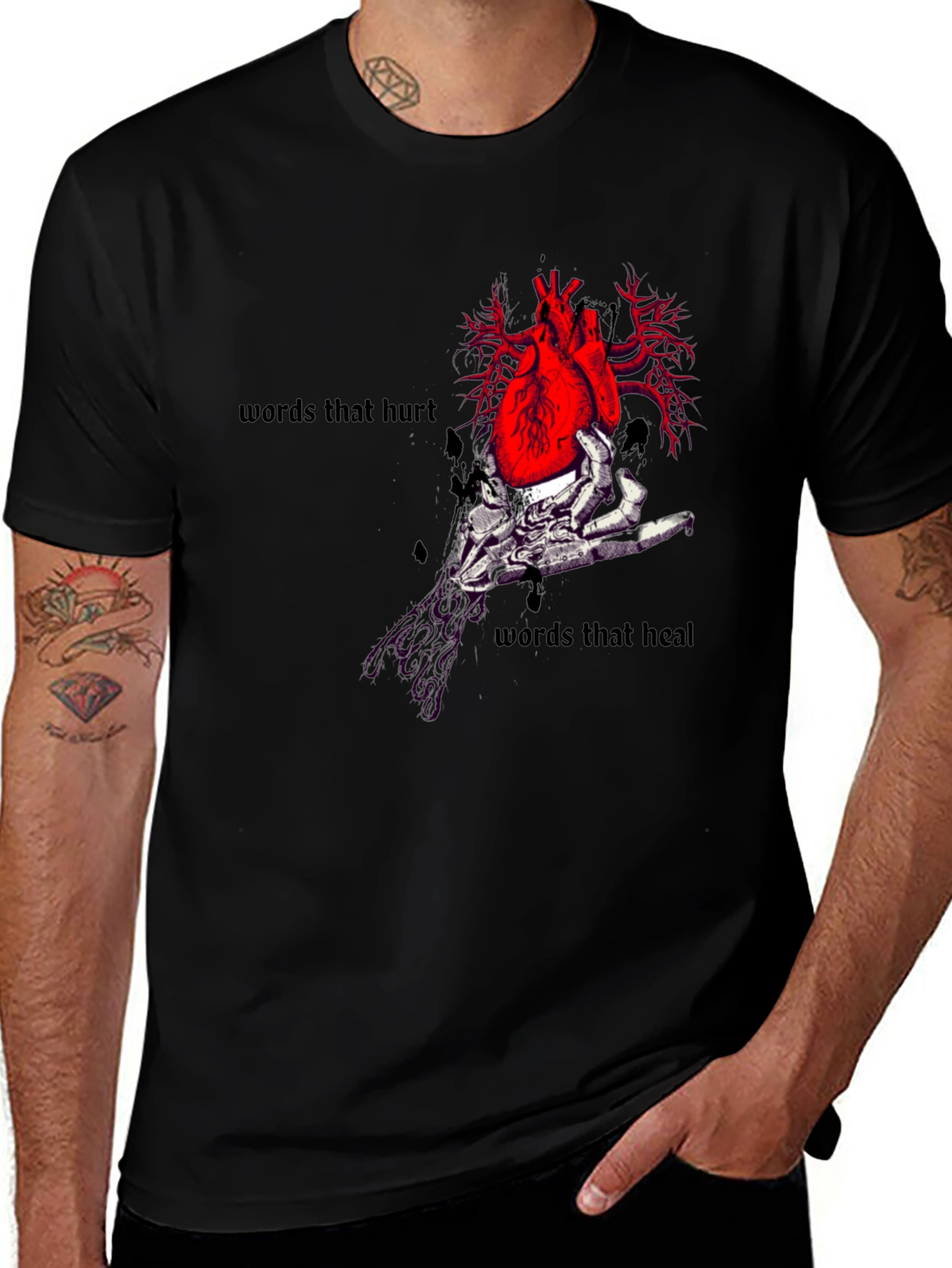 Variant 27 of Anatomical Heart T-Shirt - Words That Heal