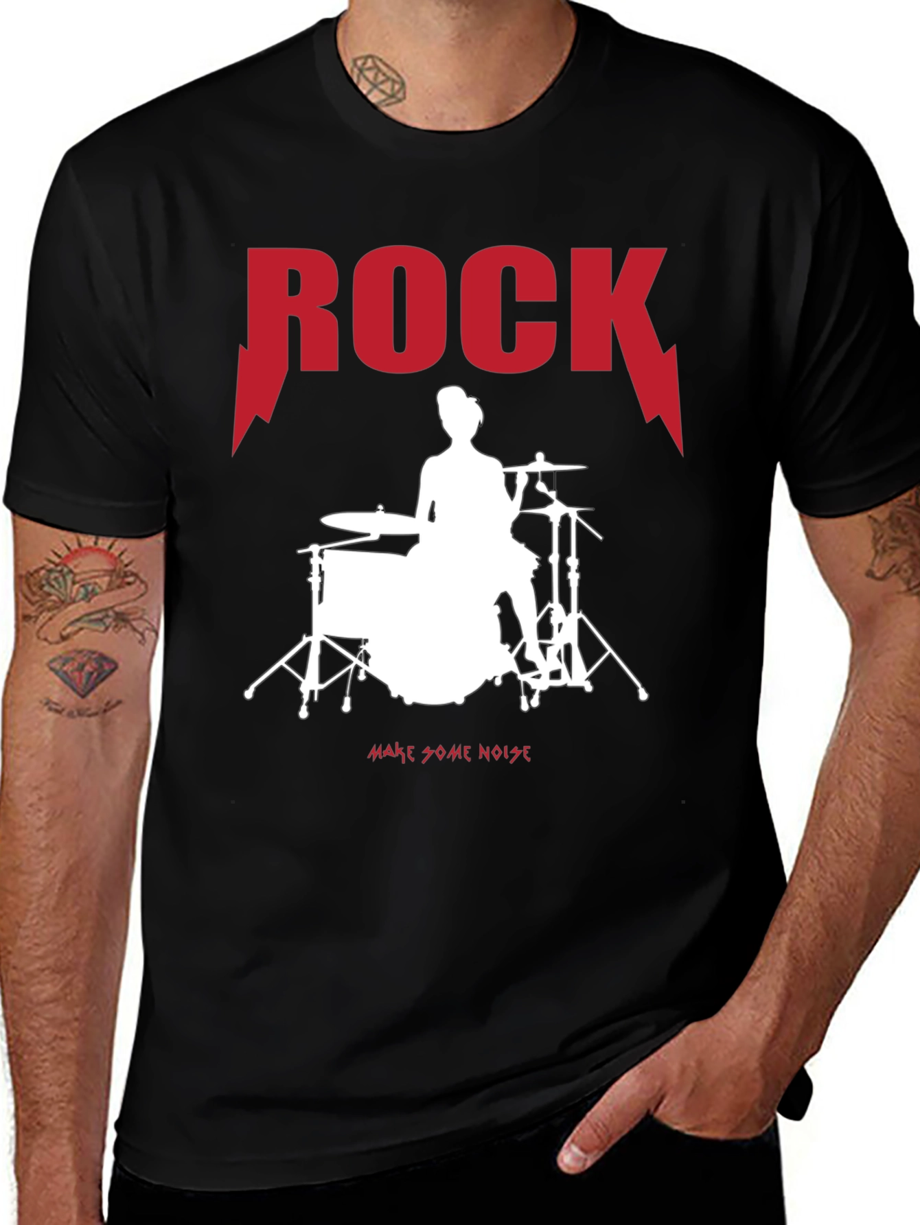 Variant 27 of Rock Drummer Graphic Tee - Unisex Black T-Shirt