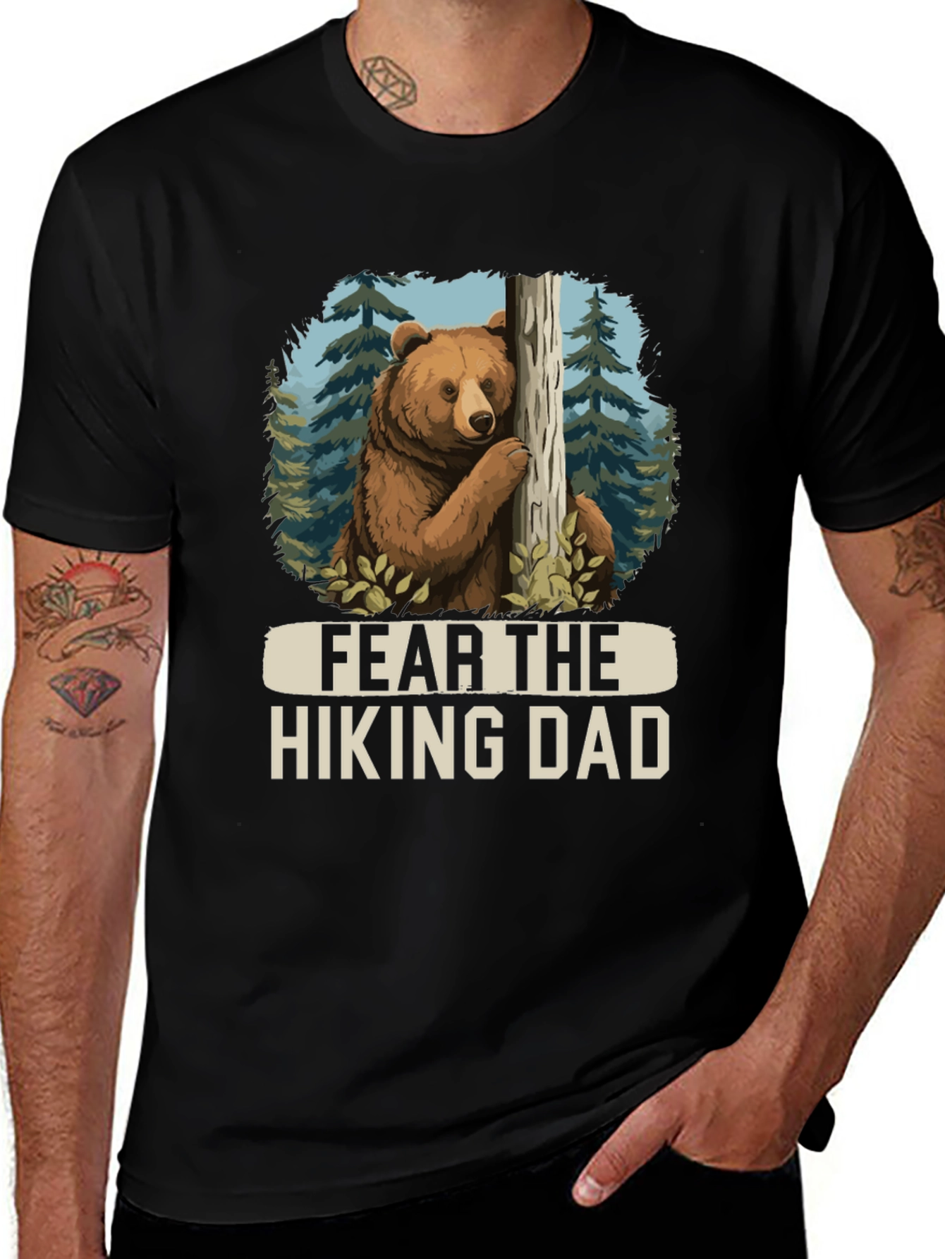 Variant 7 of Fear the Hiking Dad Bear Graphic Tee