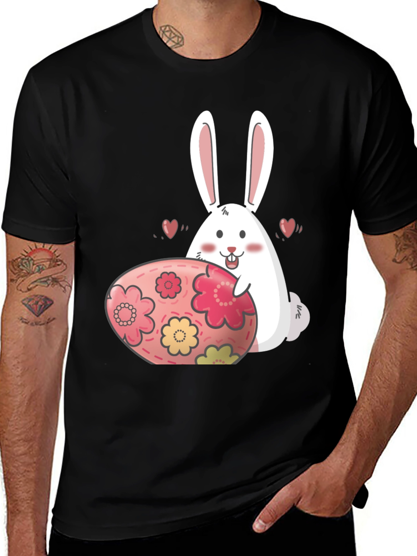 Variant 28 of Easter Bunny T-Shirt Cute Egg Floral Design