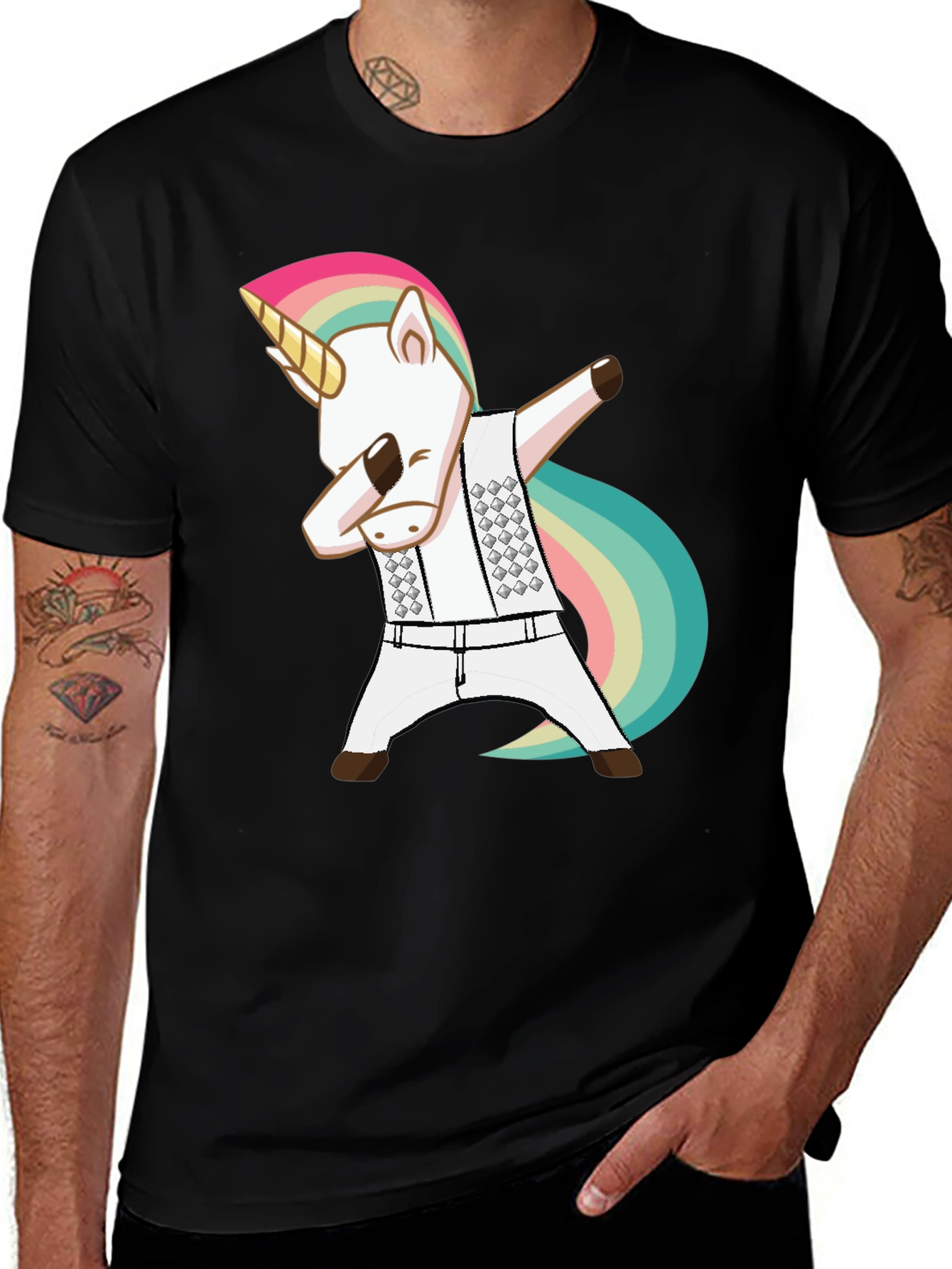 Variant 4 of Dabbing Unicorn Black T-Shirt
