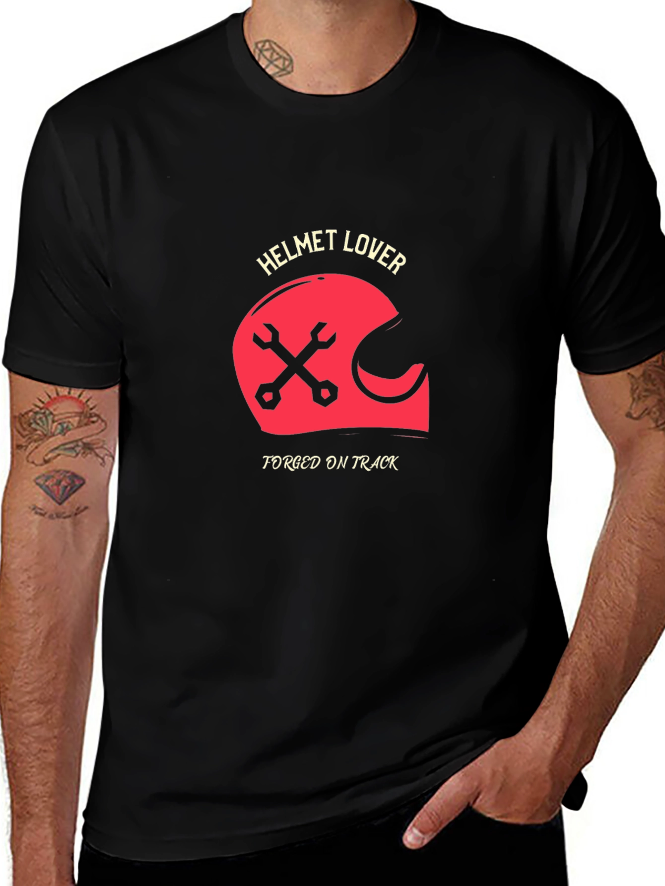Variant 29 of Helmet Lover Black T-Shirt - Forged On Track