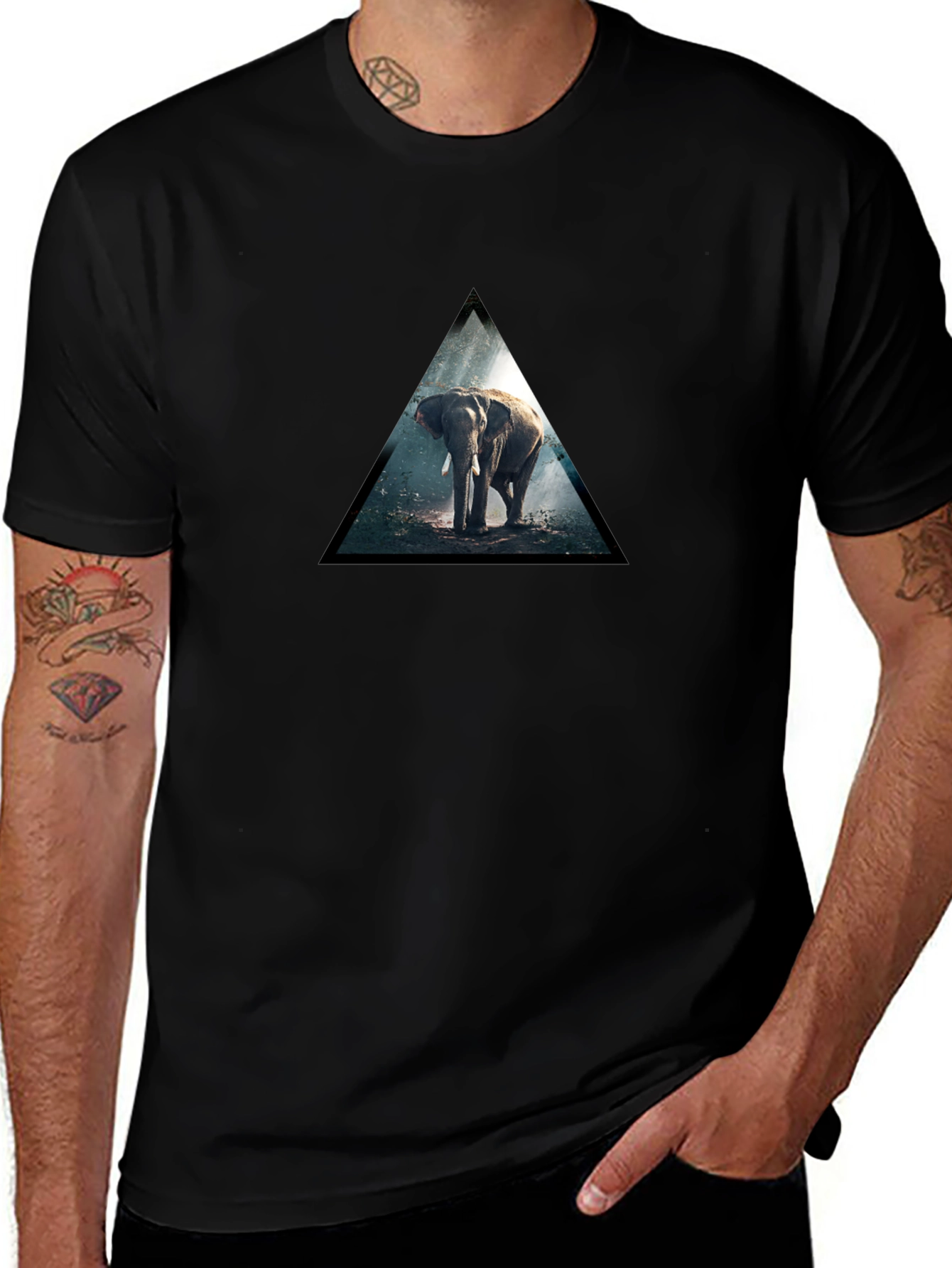 Variant 19 of Elephant Triangle Black T-Shirt