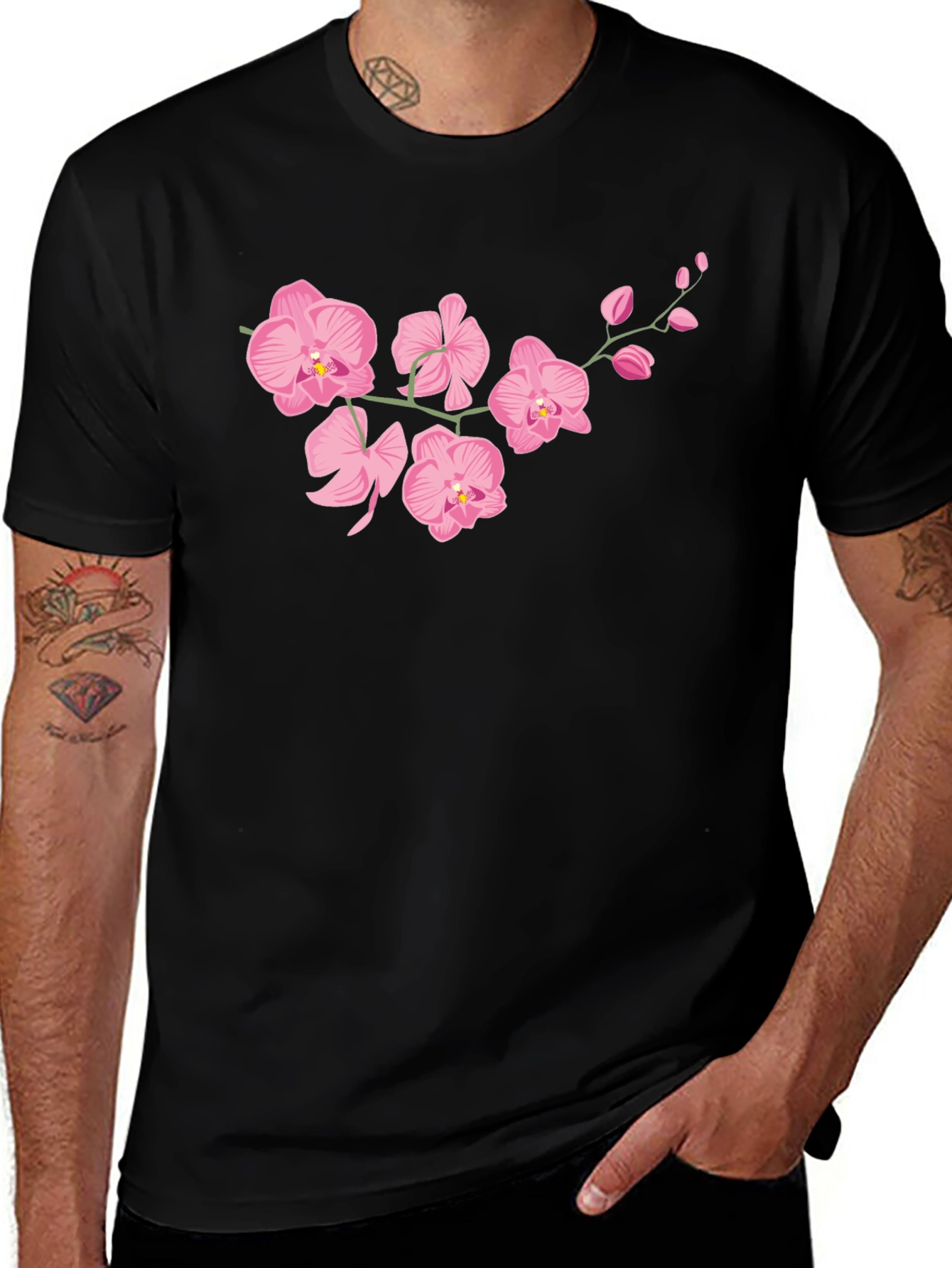 Variant 30 of Pink Orchid Black T-Shirt
