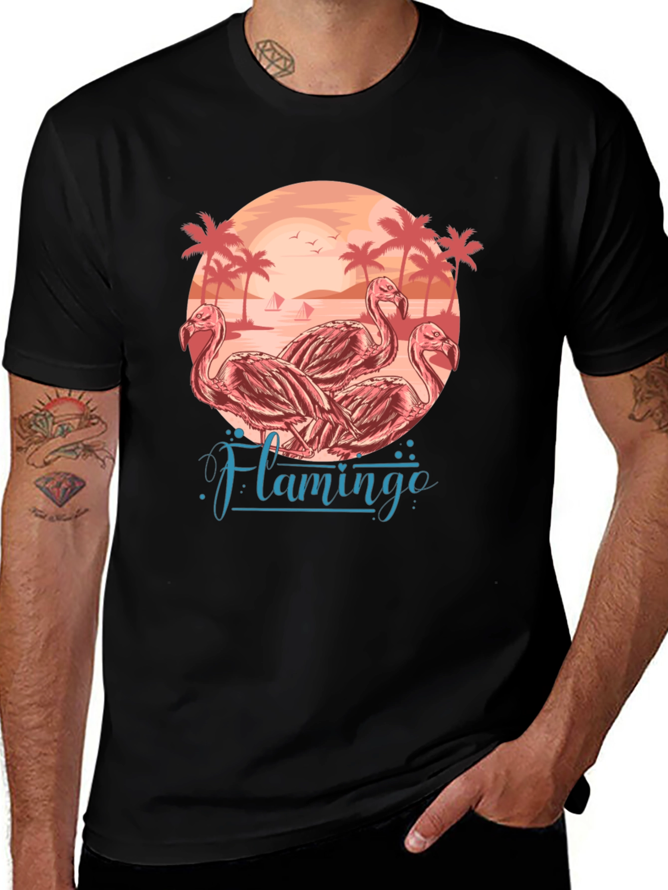 Variant 16 of Flamingo Beach Graphic Tee - Tropical Paradise T-Shirt