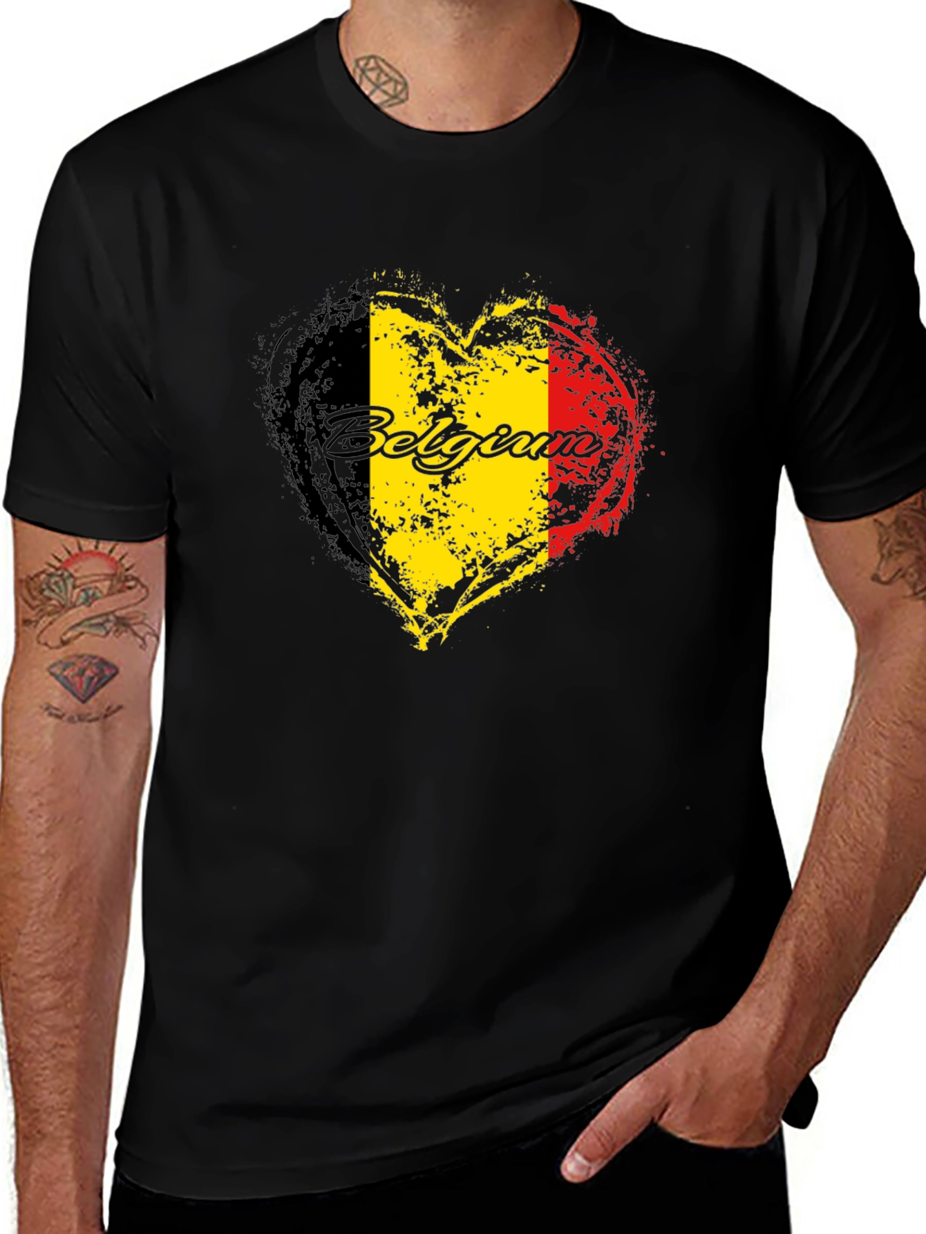 Belgium Flag Heart Graphic T-Shirt