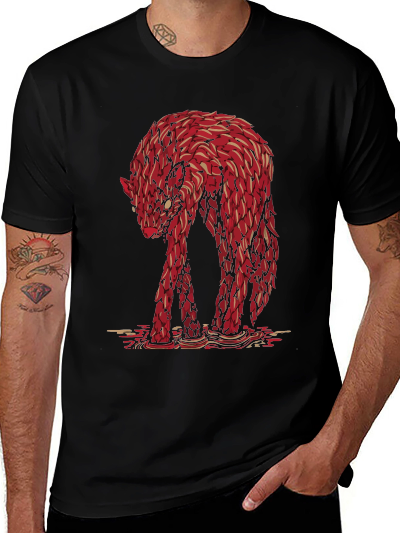 Variant 24 of Red Wolf Graphic Tee - Unique Animal Design