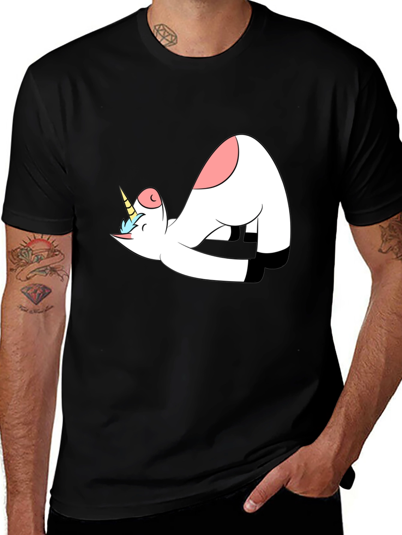 Variant 30 of Unicorn Yoga Black T-Shirt