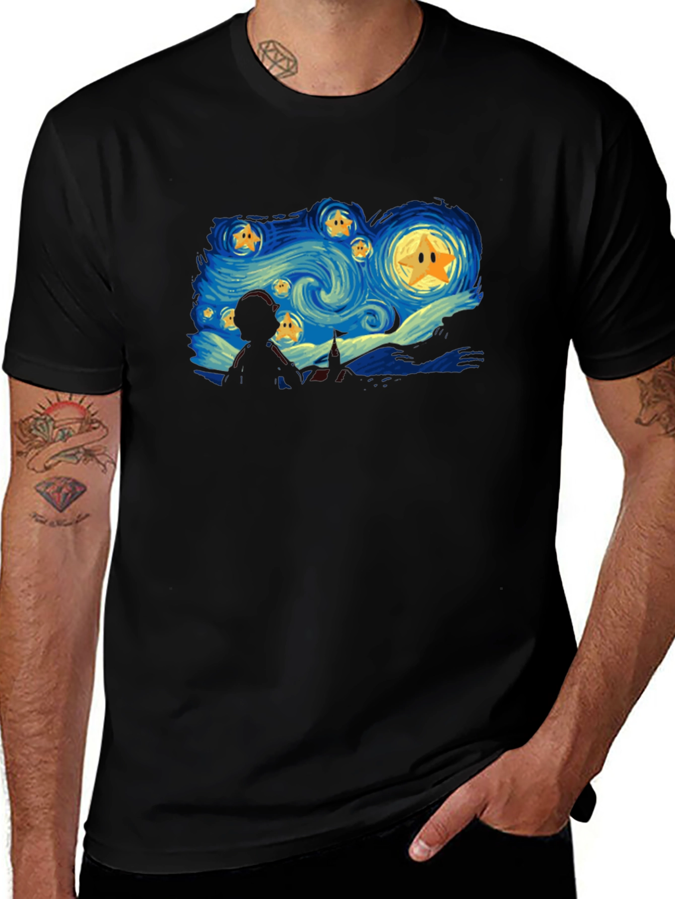 Variant 10 of Mario Starry Night Inspired Graphic Tee