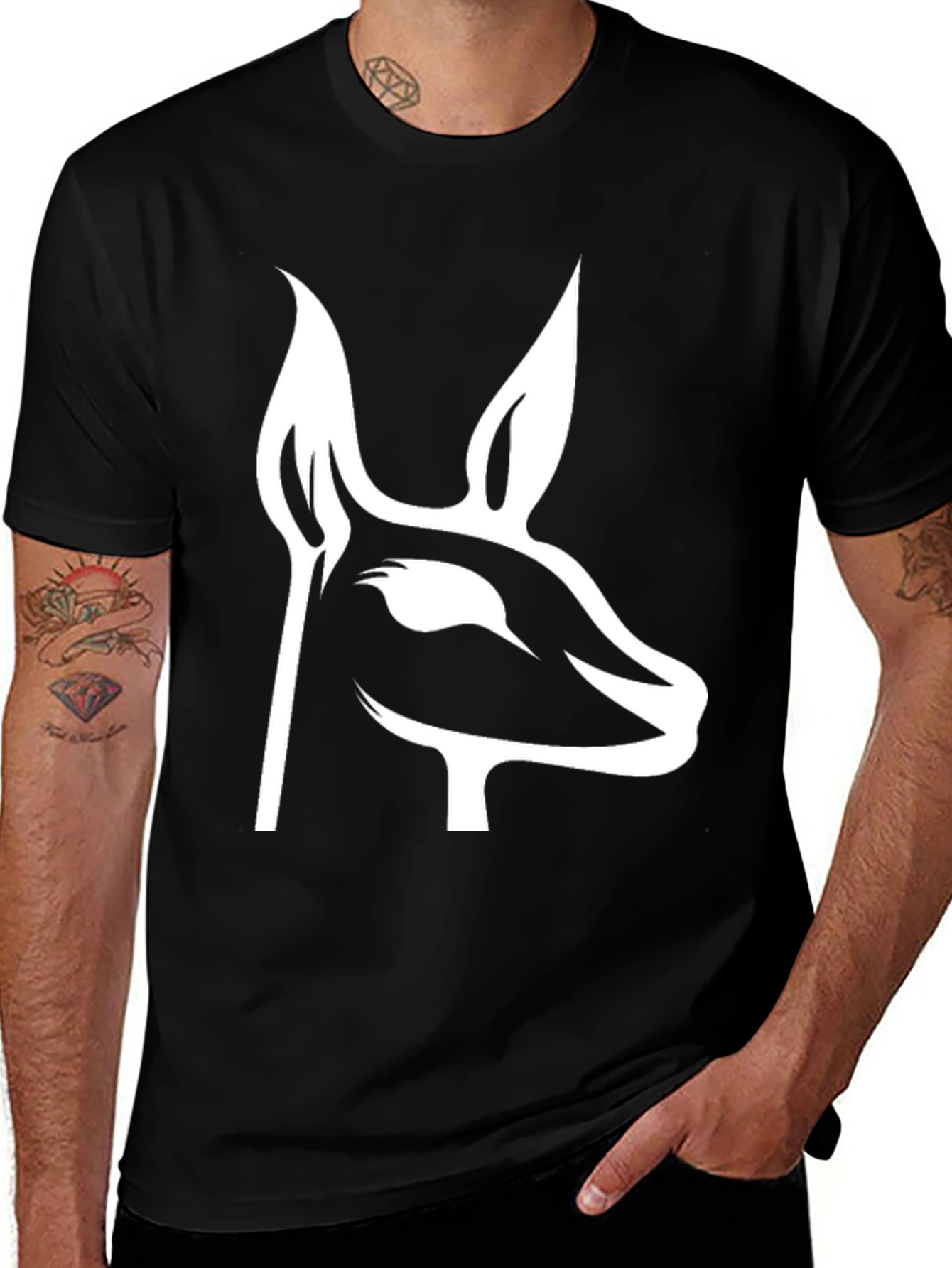 Variant 3 of Modern Deer Silhouette Graphic Tee - Black