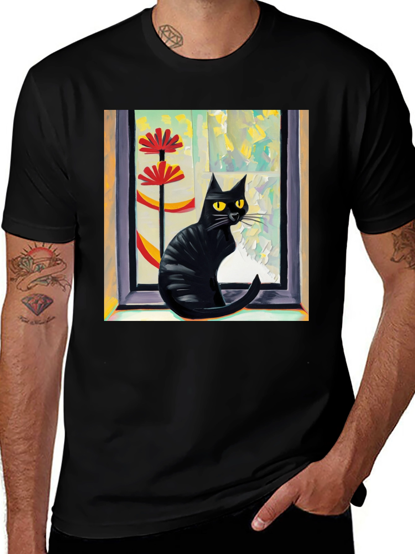 Variant 9 of Black Cat Art T-Shirt