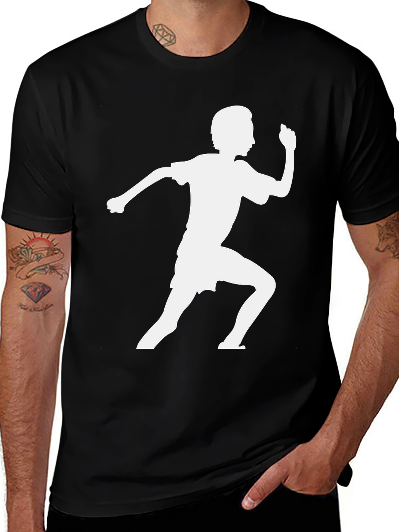 Variant 11 of Runner Silhouette Graphic Tee - Black Cotton T-Shirt