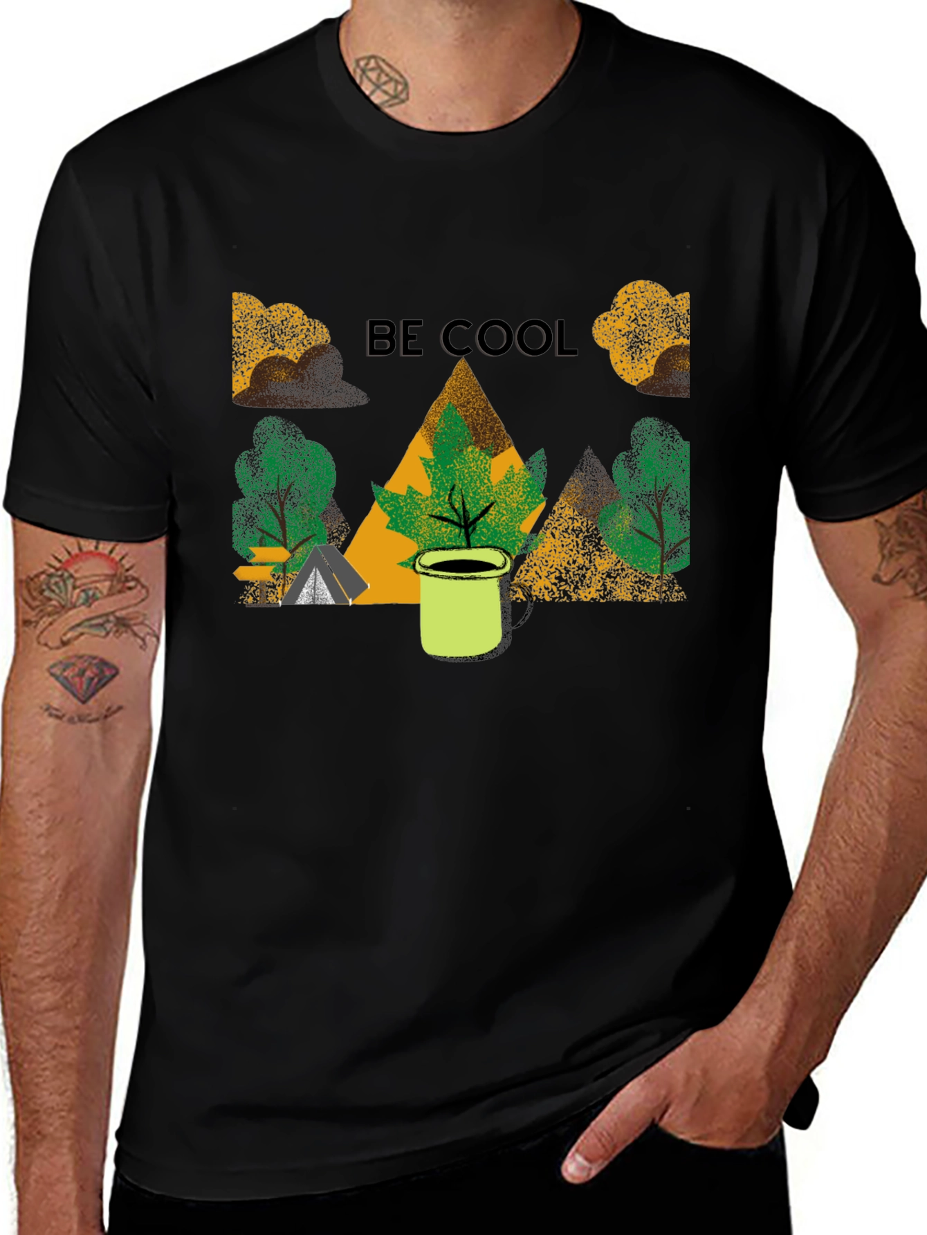 Variant 28 of Be Cool Camping Graphic Tee - Black