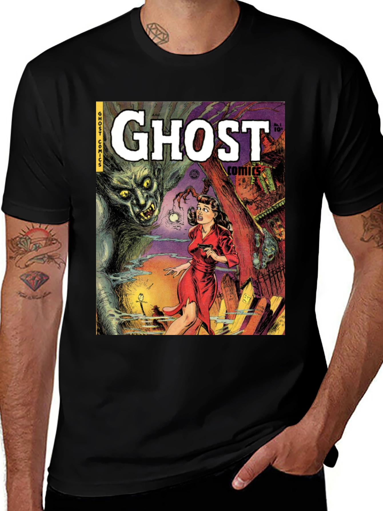 Variant 3 of Ghost Comics Graphic Tee - Retro Horror Style