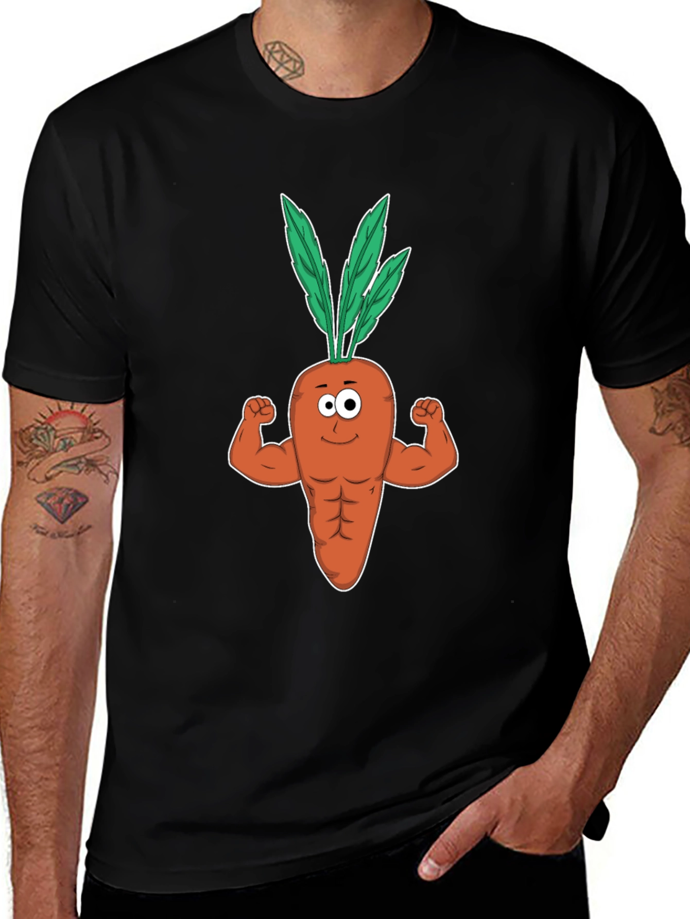 Variant 7 of Funny Muscular Carrot Gym T-Shirt - Black