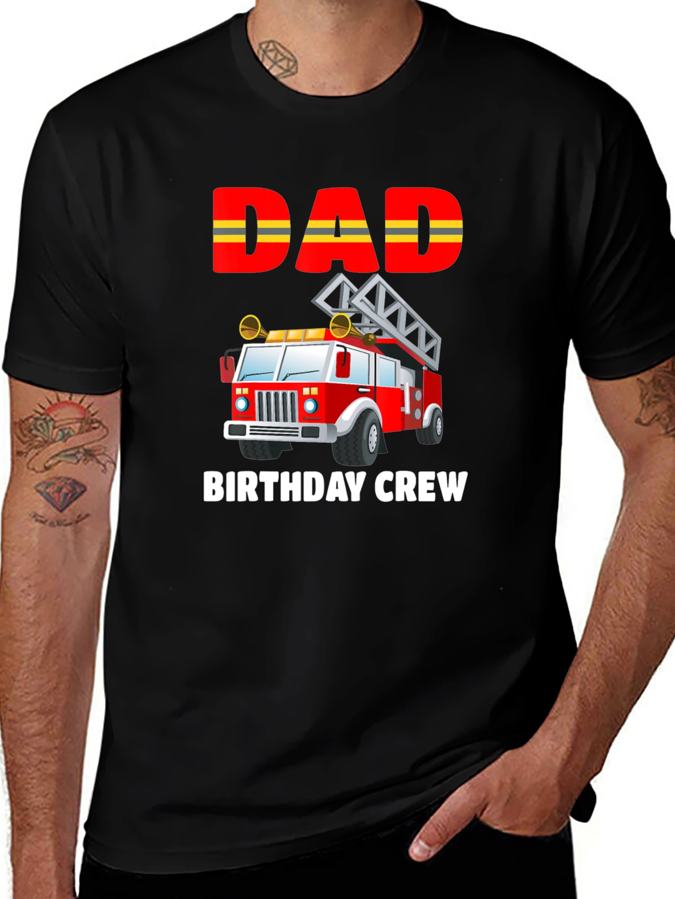 Dad Birthday Crew Firetruck T-Shirt