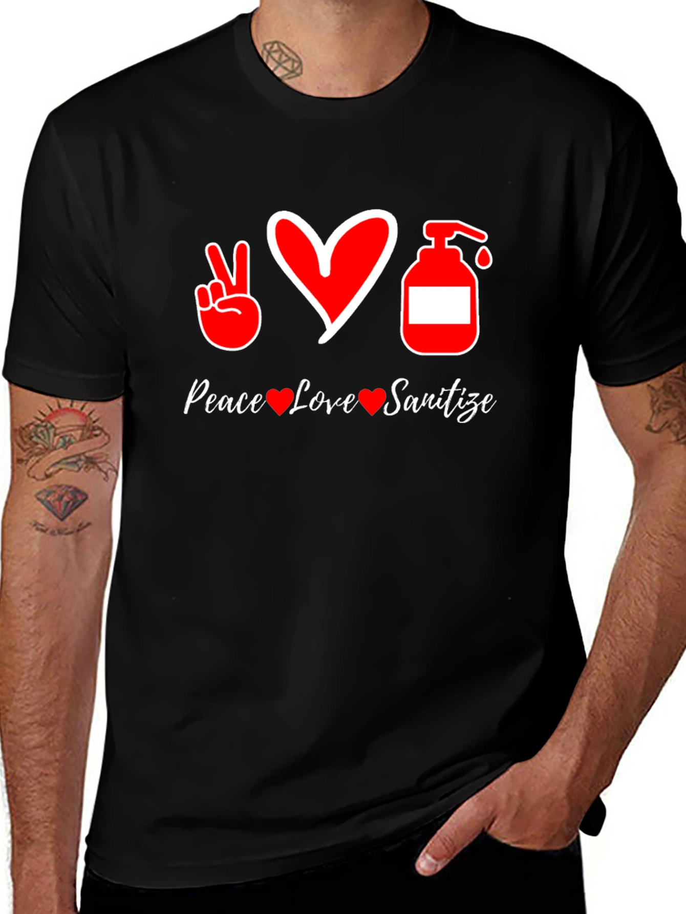 Variant 20 of Peace Love Sanitize Black T-Shirt