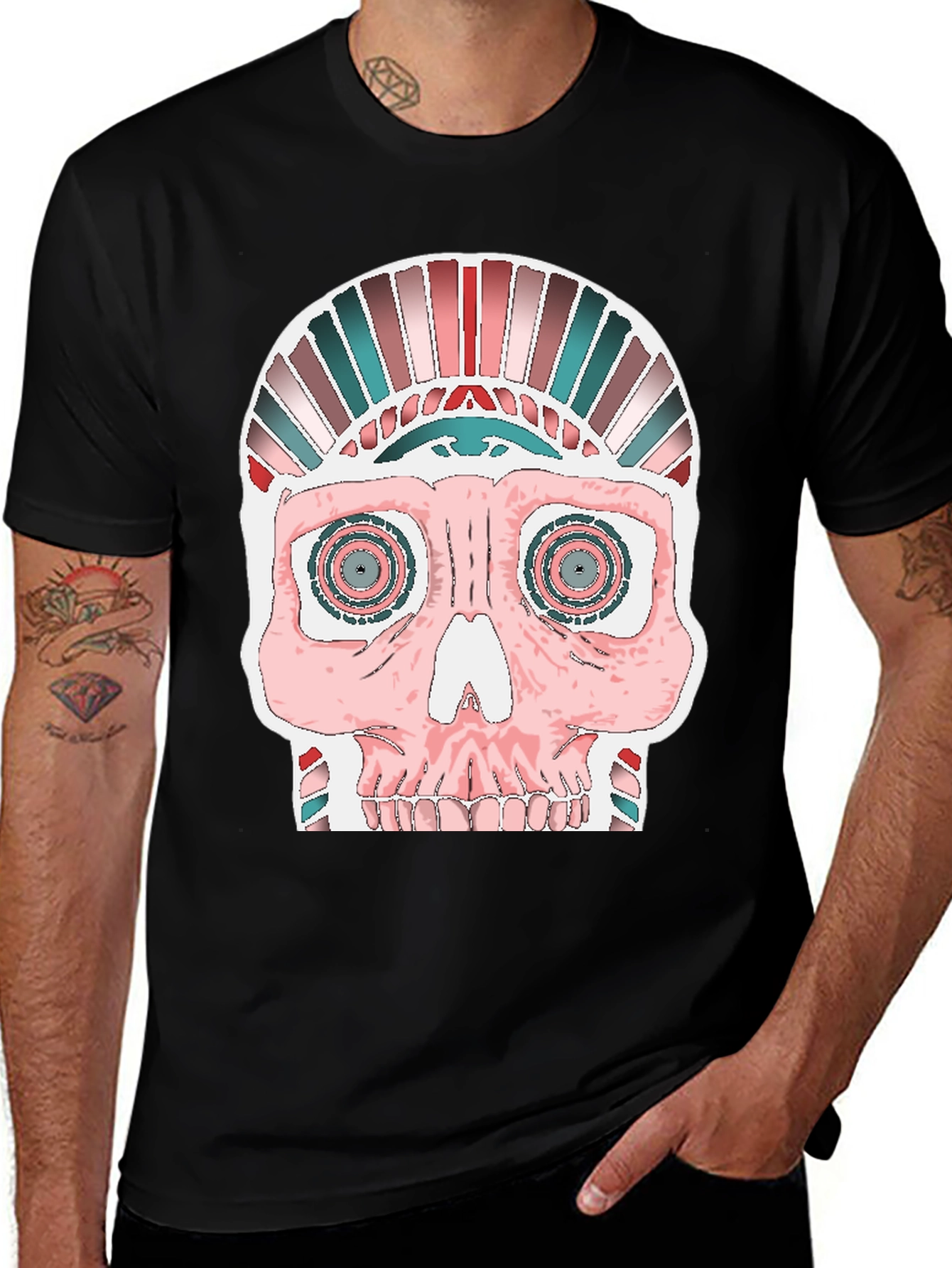 Variant 16 of Modern Skull Graphic Tee - Black Cotton