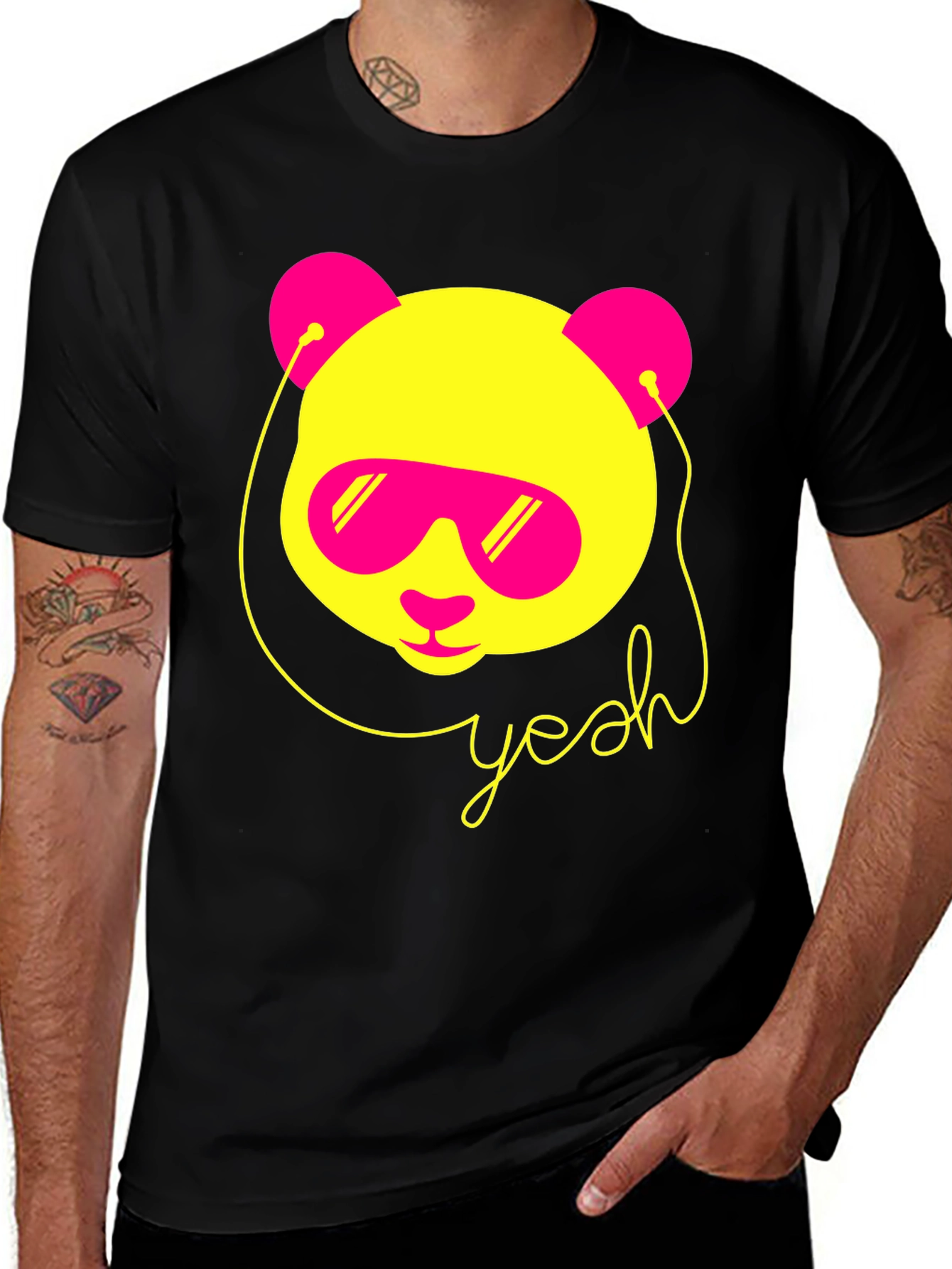 Variant 19 of Cool Panda Graphic Tee - "Yeah" Design