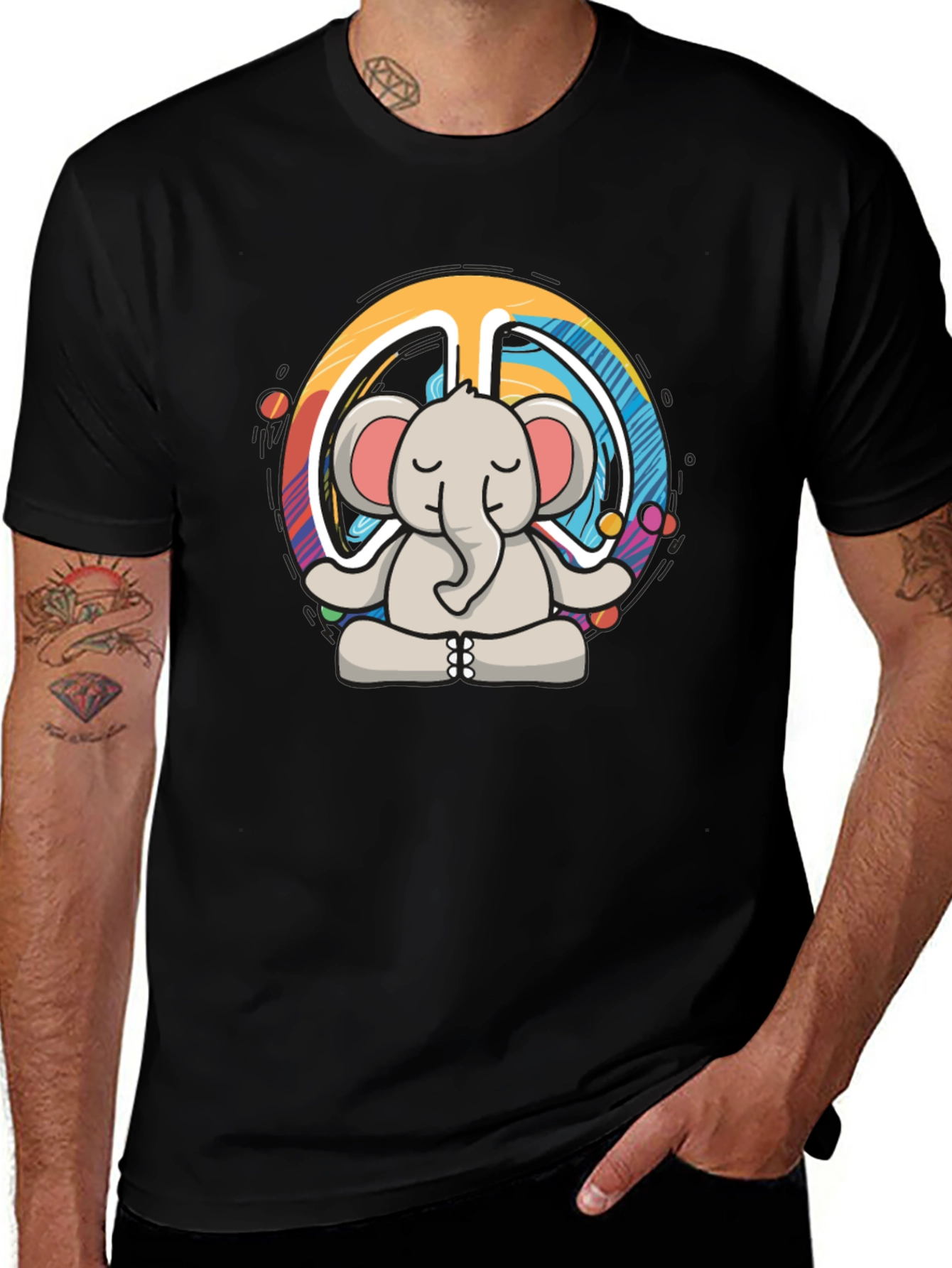 Variant 15 of Zen Elephant Peace Sign T-Shirt