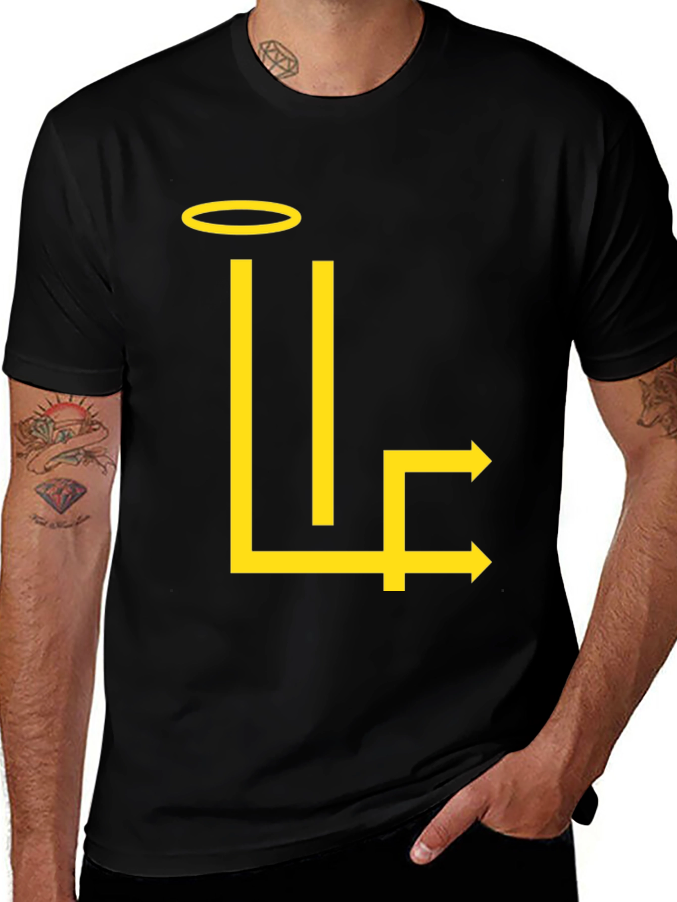 Variant 17 of Halo L-Shaped Arrow Graphic Tee - Unique Design