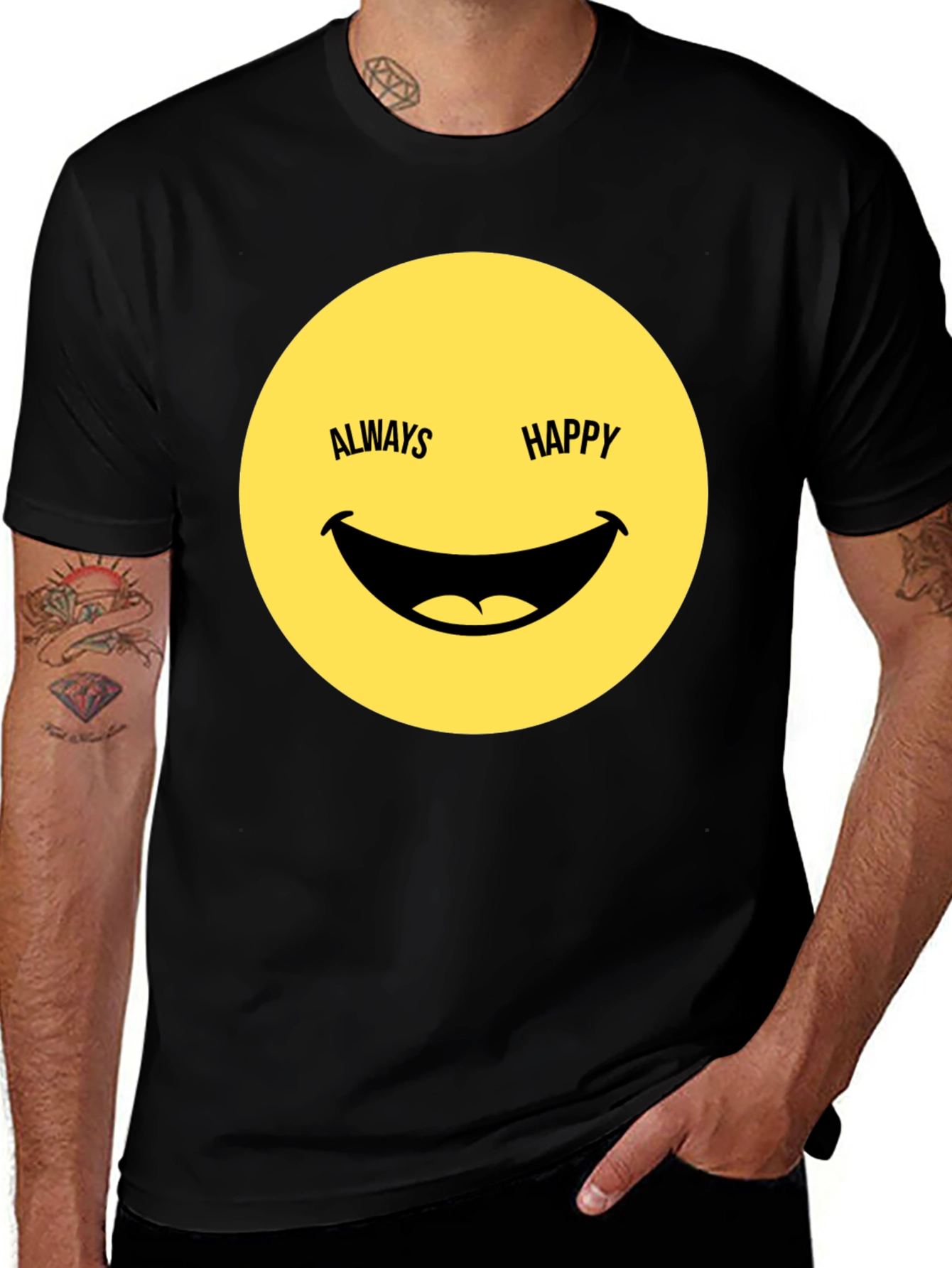 Variant 17 of Always Happy Black T-Shirt