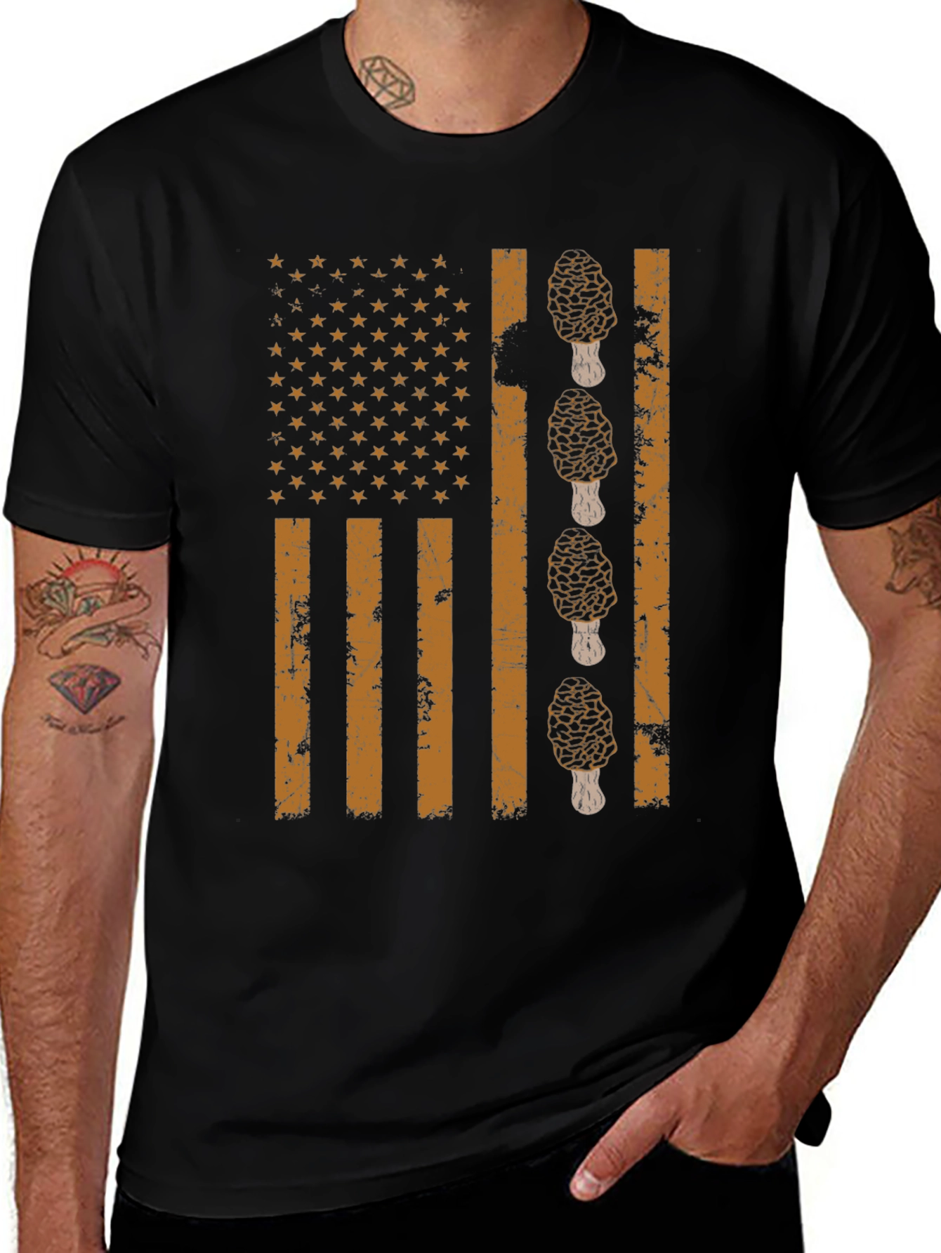 Variant 29 of Morel Mushroom American Flag T-Shirt