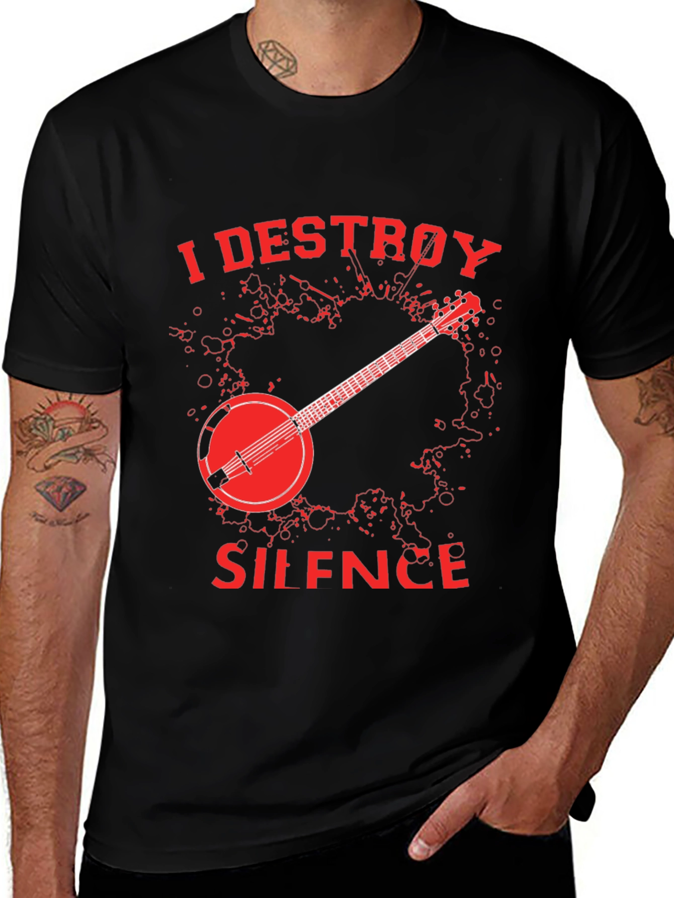 Variant 28 of I Destroy Silence Banjo Graphic Tee