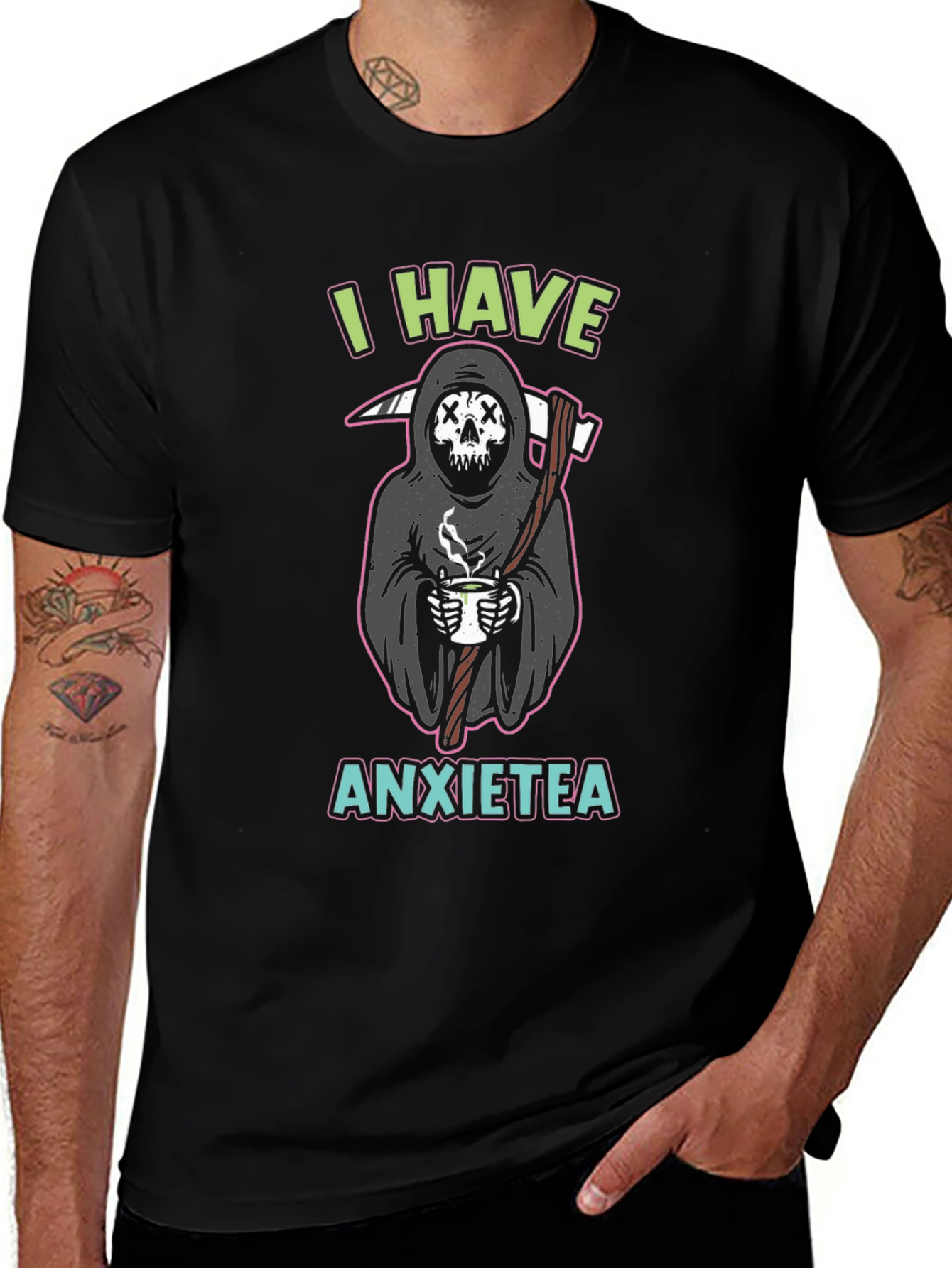 Variant 16 of I Have Anxietea T-Shirt - Grim Reaper Tea Lover Tee