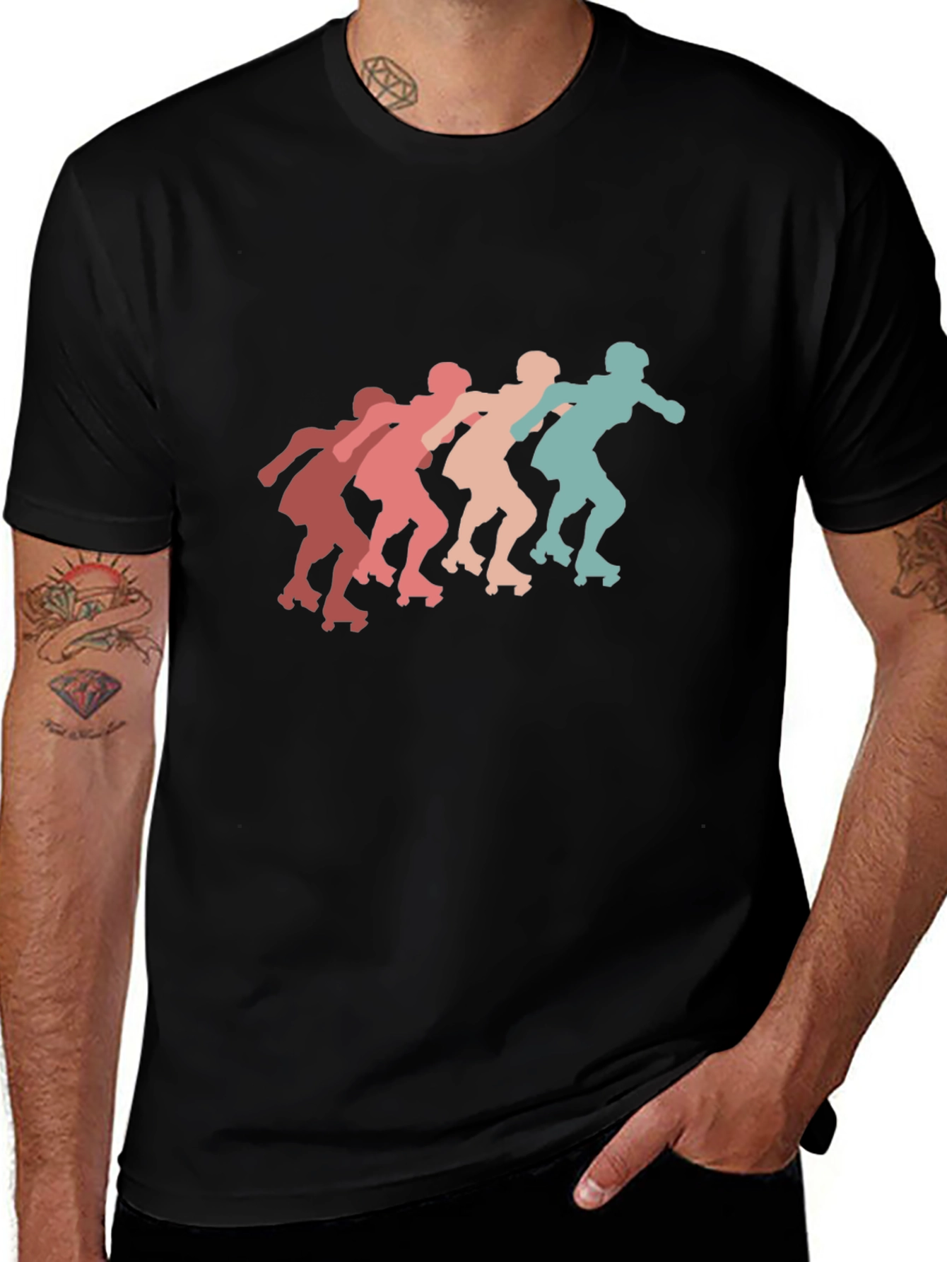 Variant 4 of Retro Roller Skater T-Shirt Black Graphic Tee